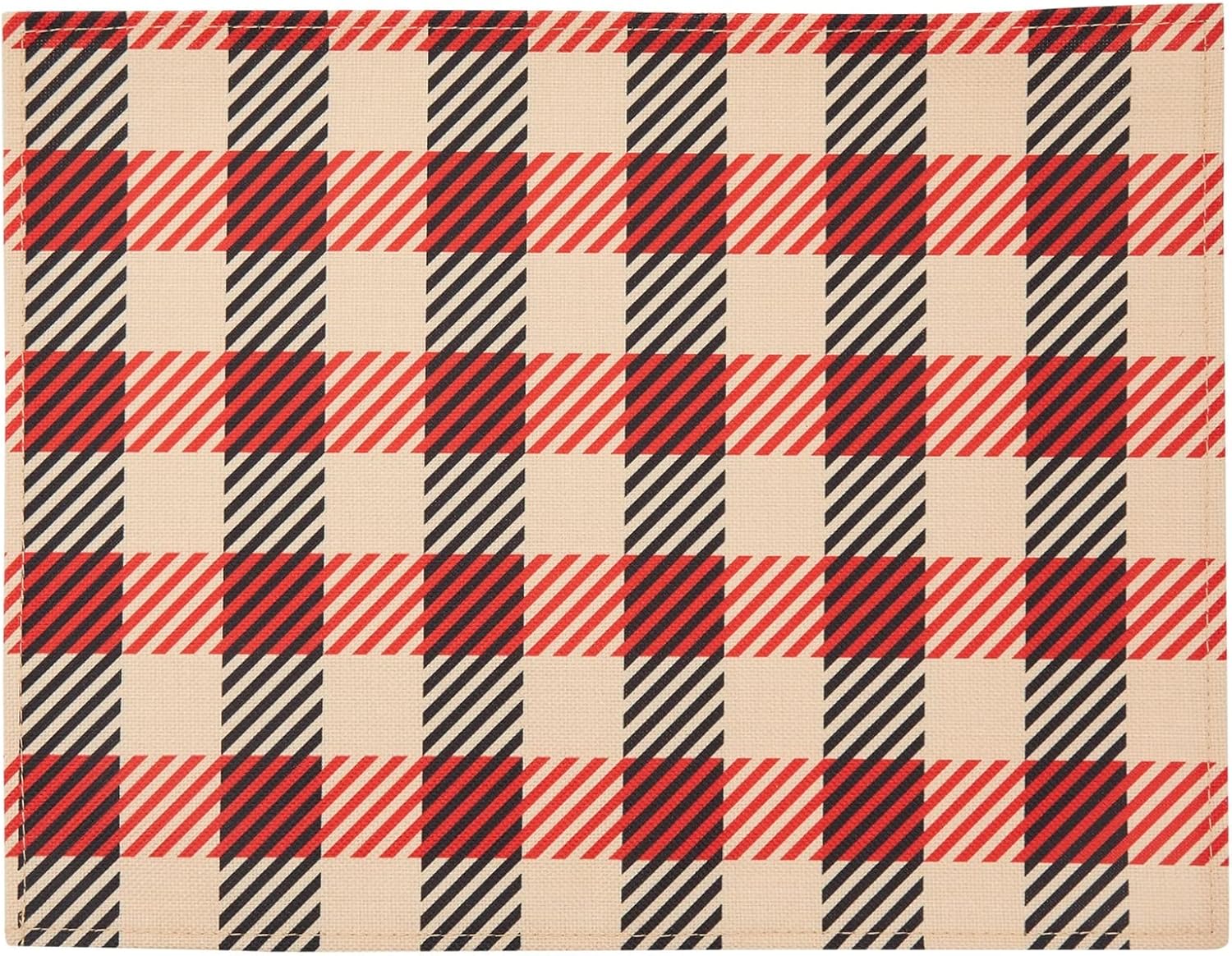 Juego de 6 manteles individuales de tela a cuadros rojos, negros y tostados, arpillera de 16.8 x 12.8 pulgadas y poliéster, lavables, con diseño de