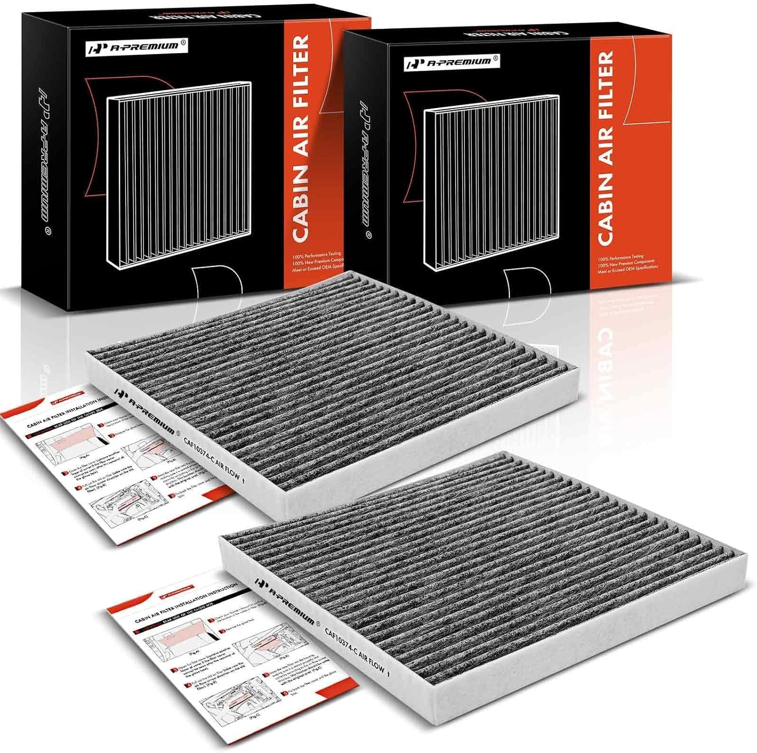 A-Premium Filtro de aire de cabina de 2 piezas con carbón activado compatible con los modelos Toyota, Dodge y Pontiac – Tacoma 2005-2023, Dart