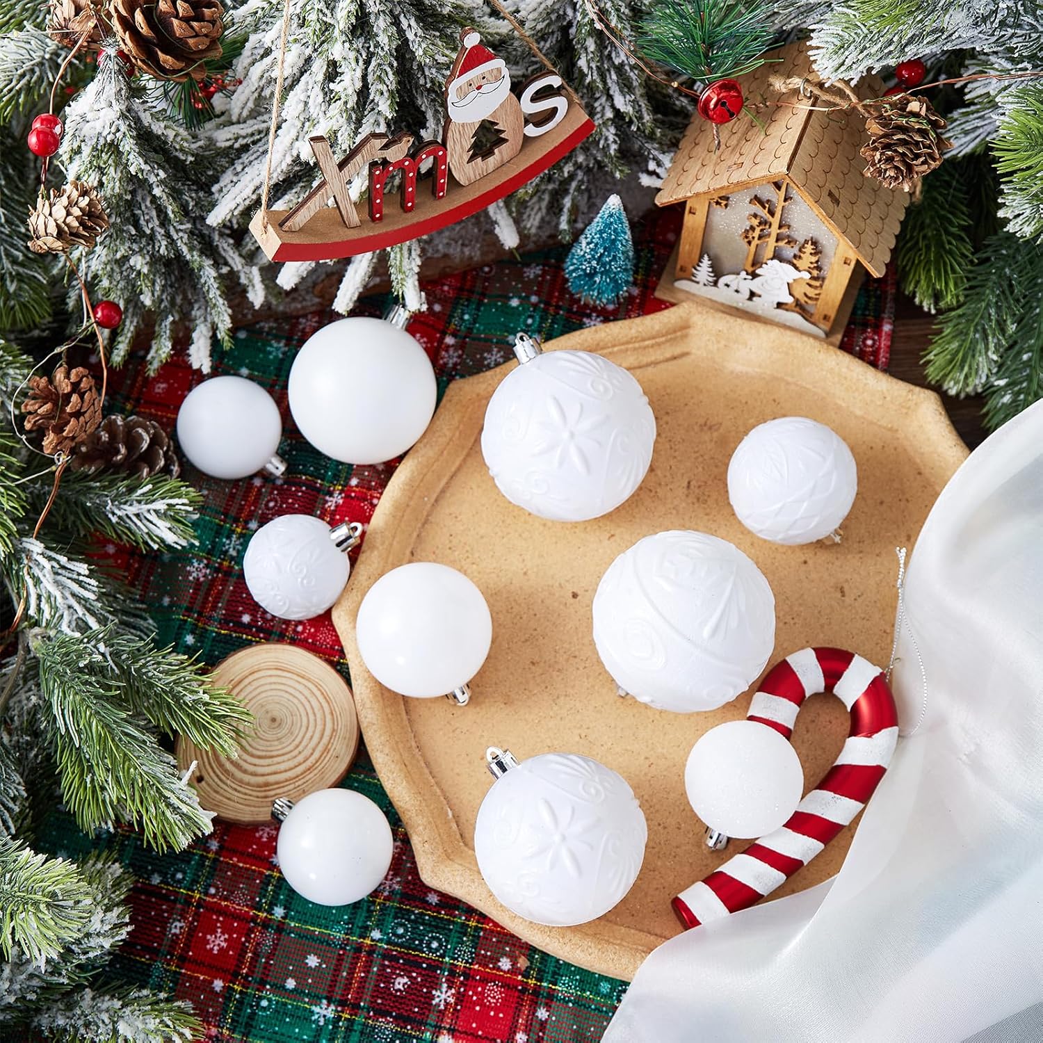 Wironlst Adornos de bola de Navidad  30 adornos de Navidad de plástico inastillables para árbol de Navidad, vacaciones, boda, fiesta (varios