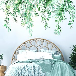 VePret Calcomanías de pared de hojas de plantas verde esmeralda, calcomanías de vinilo de flores grandes, calcomanías de pared de vid extraíbles, VePret Calcomanías de pared de hojas de plantas verde esmeralda, calcomanías de vinilo de flores grandes, calcomanías de pared de vid extraíbles,