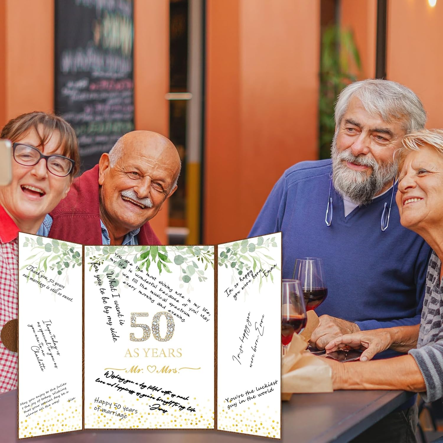 Crenics Decoraciones de 50 aniversario, alternativa creativa del libro de invitados del 50 aniversario, libro de firmas de 50 aniversario de 18 x 12