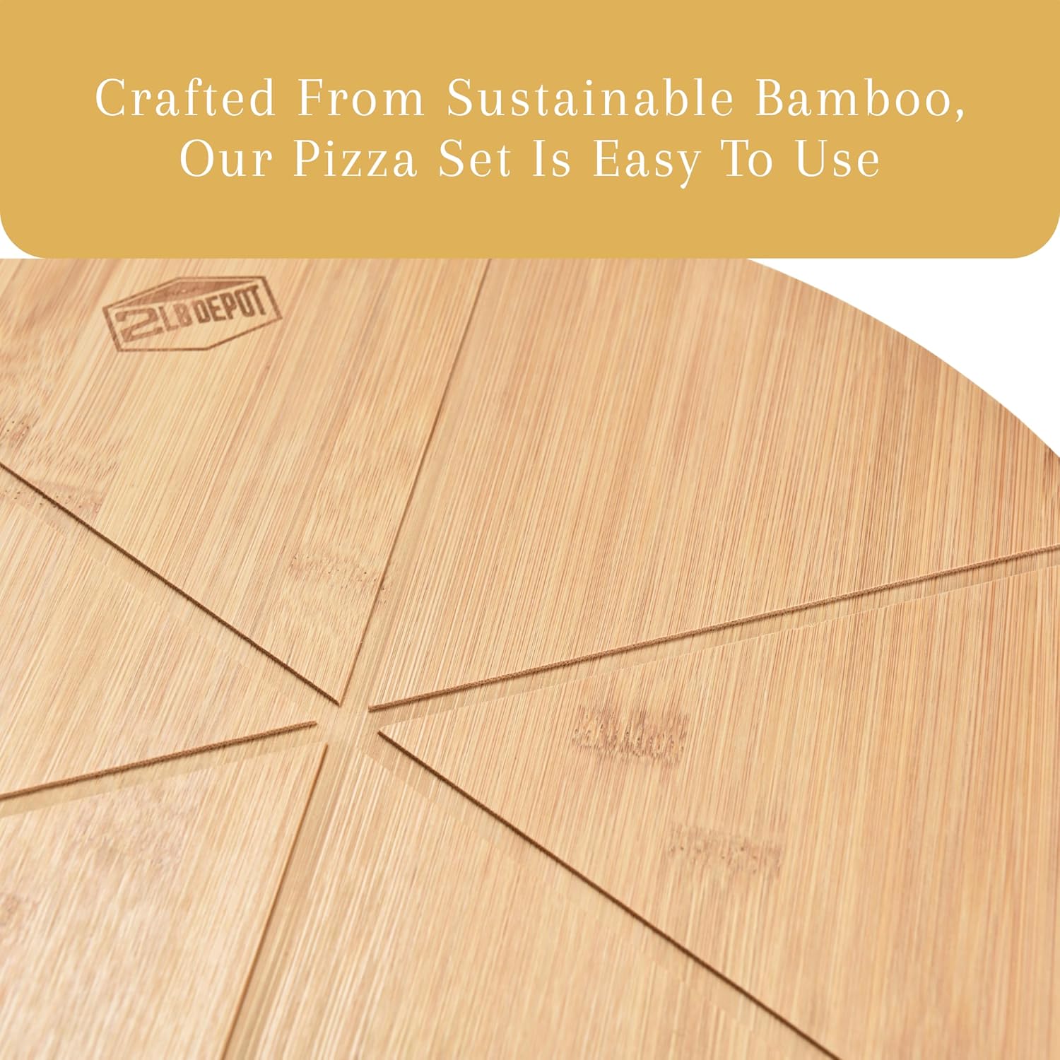 2LB Depot Tabla de cortar redonda de bambú de 13.5 pulgadas con cortador de acero inoxidable, tabla de cortar pizza de madera, tabla de cortar