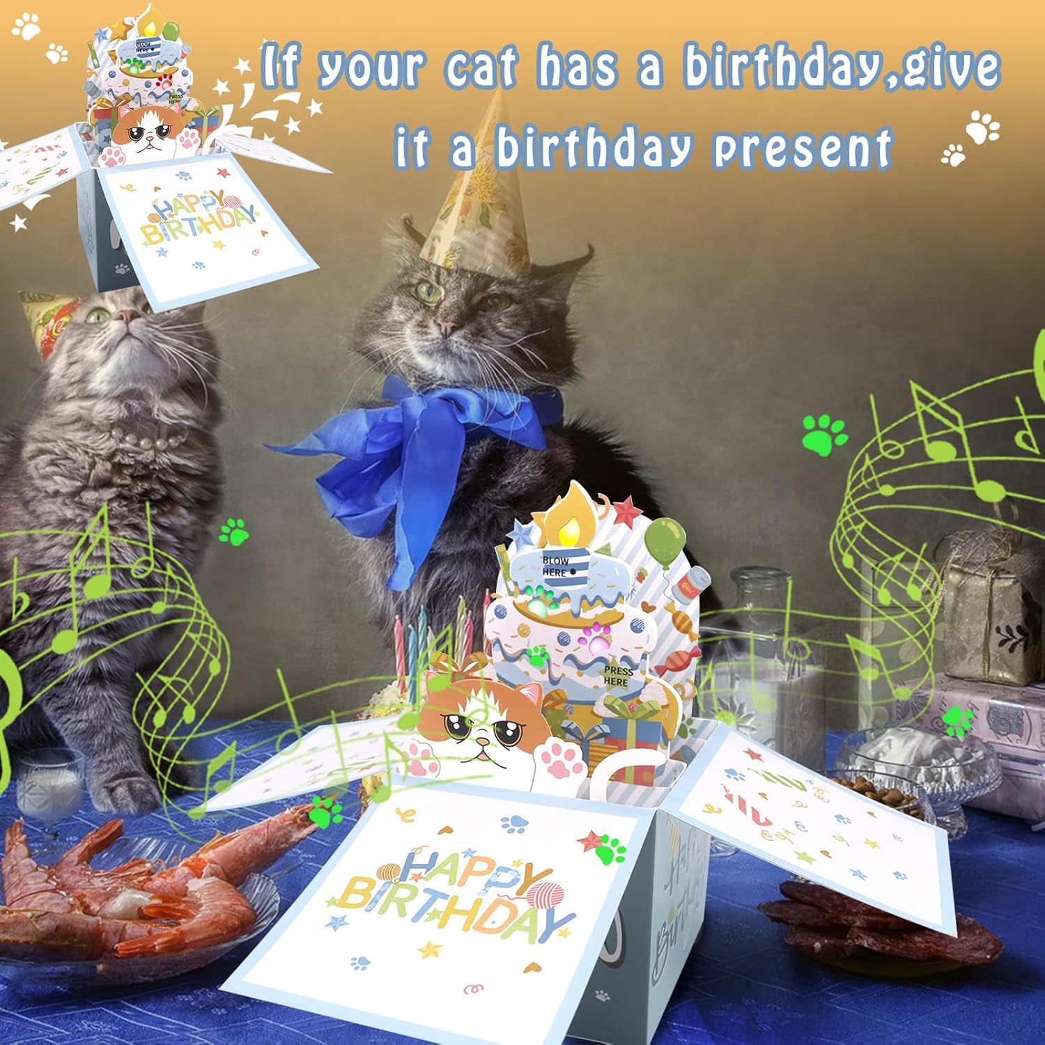 DTESL Tarjetas de cumpleaños divertidas 3D desplegables, tarjeta de cumpleaños de gato Garfield en 3D para mujeres, tarjetas de felicitación de mamá
