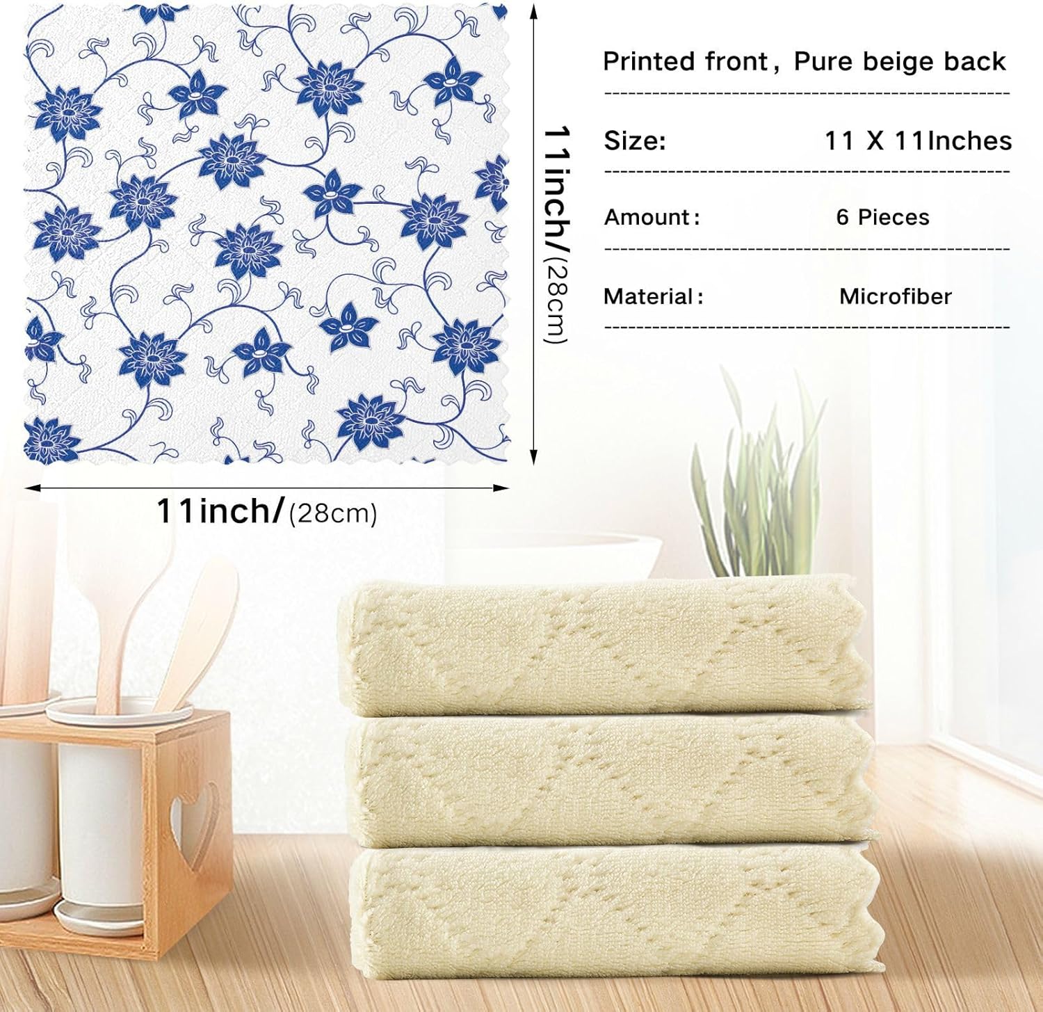 FRODOTGV Juego de toallas de cocina y paños de cocina con patrón de porcelana china azul blanco y azul de secado rápido de microfibra de secado