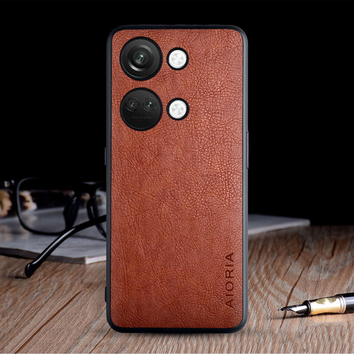 AIORIA Funda para Oneplus Nord 3, pantalla de 6.74 pulgadas, funda de piel sintética de alta calidad, diseño retro de negocios, funda protectora