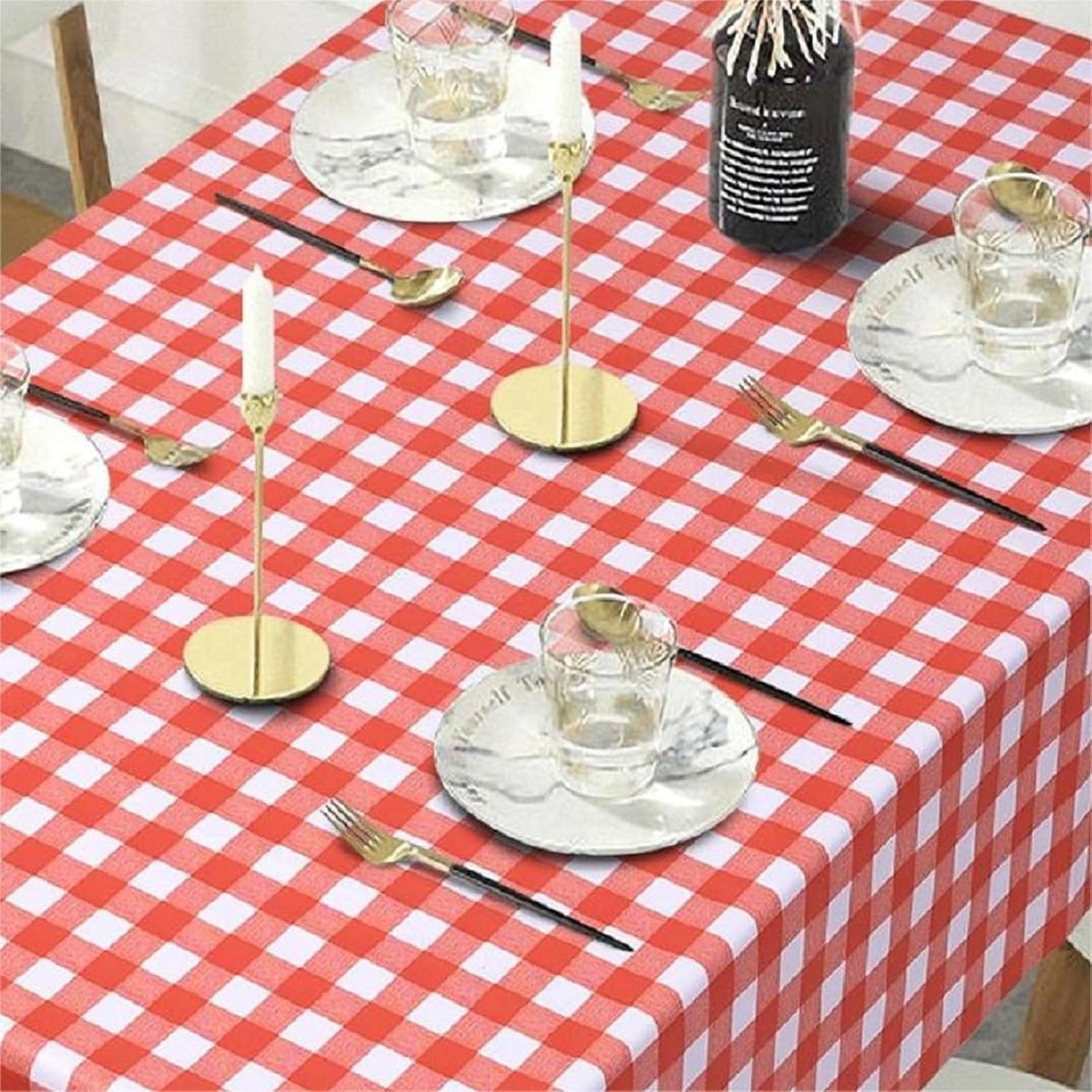 Mantel cuadrado de PVC 100% impermeable, mantel de vinilo a cuadros, impermeable, a prueba de aceite, a prueba de derrames, para picnic al aire