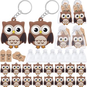 Paquete de 60 decoraciones de fiesta para invitados, 20 llaveros de búho, 20 etiquetas y 20 bolsas de regalo para fiestas temáticas del bosque, Paquete de 60 decoraciones de fiesta para invitados, 20 llaveros de búho, 20 etiquetas y 20 bolsas de regalo para fiestas temáticas del bosque,