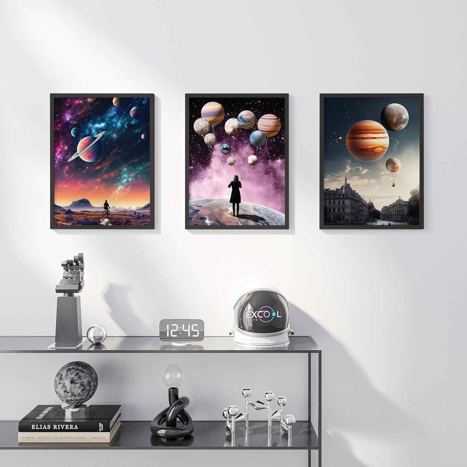 EXCOOL CLUB Póster espacial del universo  Decoración de pared de planetas de 12 x 16 pulgadas, póster del sistema solar para decoración de