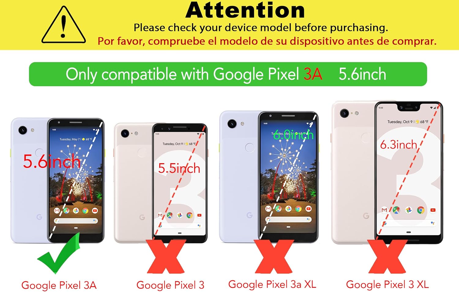 TIYA para Google Pixel 3A caso TPU transparente cuatro esquinas cubierta transparente suave funda