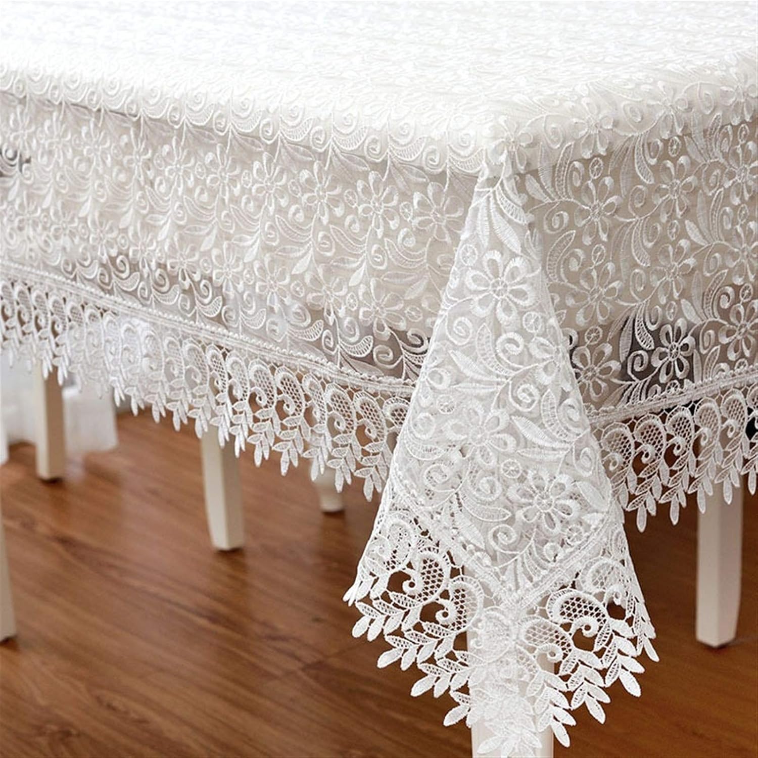 FRINZA Elegante y lujoso mantel bordado de encaje blanco mantel hueco elegante para mesa de café, manteles de mesa de boda, rectangular, multicolor,