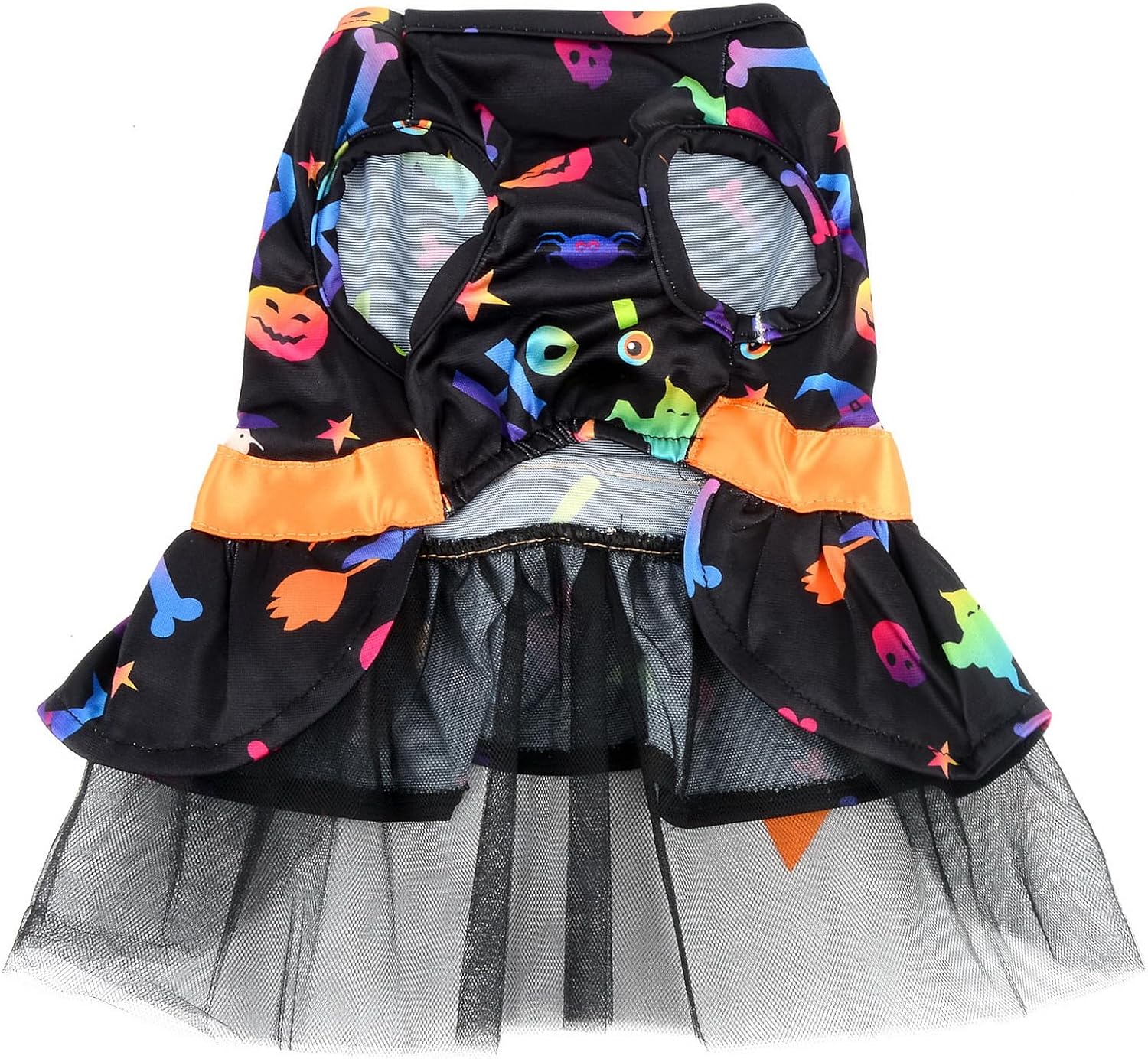 Zunea Vestidos de Halloween para perros pequeños, gatos, calaveras de calabaza, murciélagos, patrón de cachorro, disfraces de Halloween, vestido