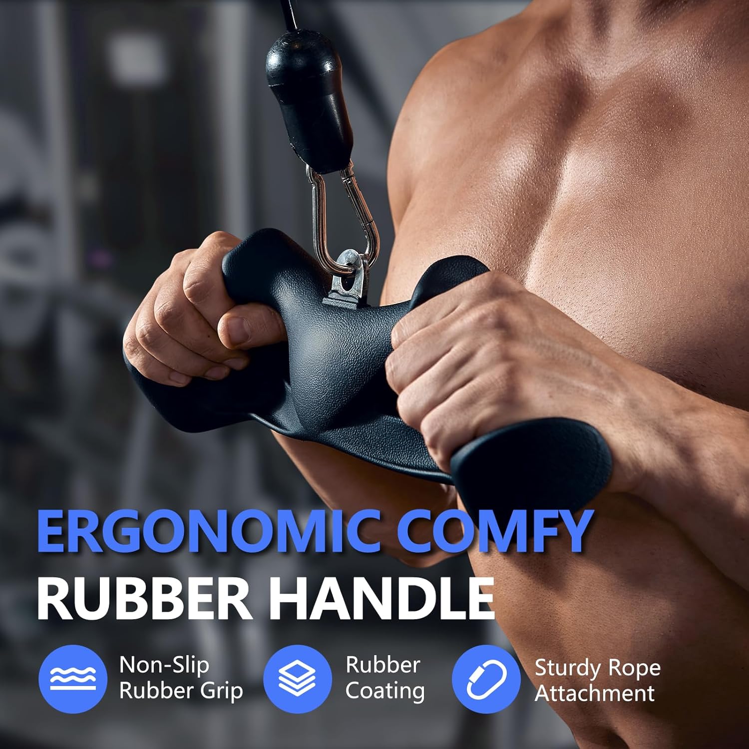LAT – Barra de tracción con agarres ergonómicos, barra de tríceps para bíceps, accesorio de cable para gimnasio, ejercicio muscular, entrenamiento