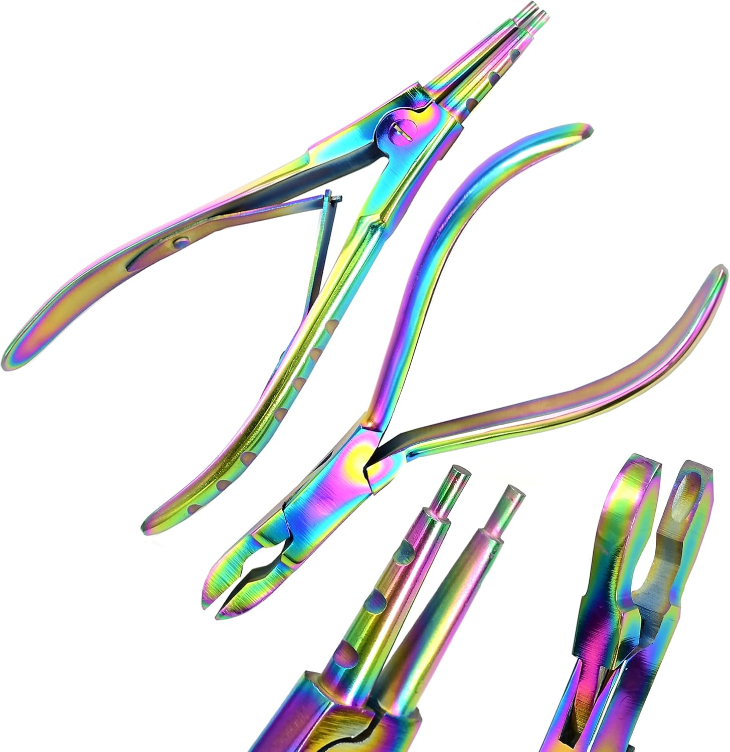 Multi Rainbow Color Body Piercing Herramientas Anillo Apertura Alicates 7″ y Pinzas de Cierre Pinzas 5 12″ Acero Inoxidable Profesional Septum Oreja