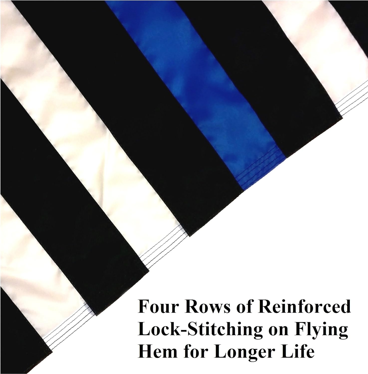 US Flag Factory Bandera estadounidense de línea azul delgada de 3 x 5 pies (estrellas bordadas, rayas cosidas) para oficiales de policía, bandera