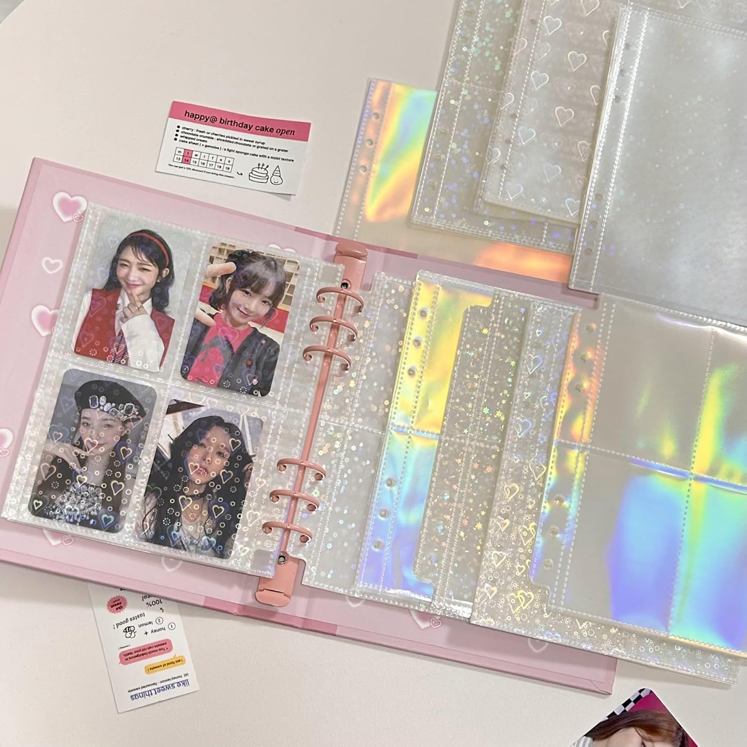 Juego de 10 fundas interiores láser para tarjetas fotográficas Kpop, juego de libros A5, carpeta de tarjetas fotográficas de 6 anillas, (10 fundas