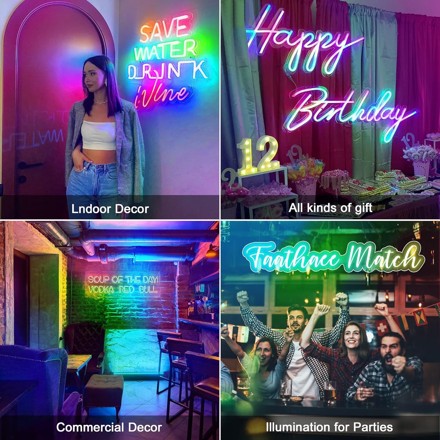 Lamomo Letreros de neón personalizables, letrero LED personalizable RGB, luces de neón coloridas regulables para decoración de pared, regalos de