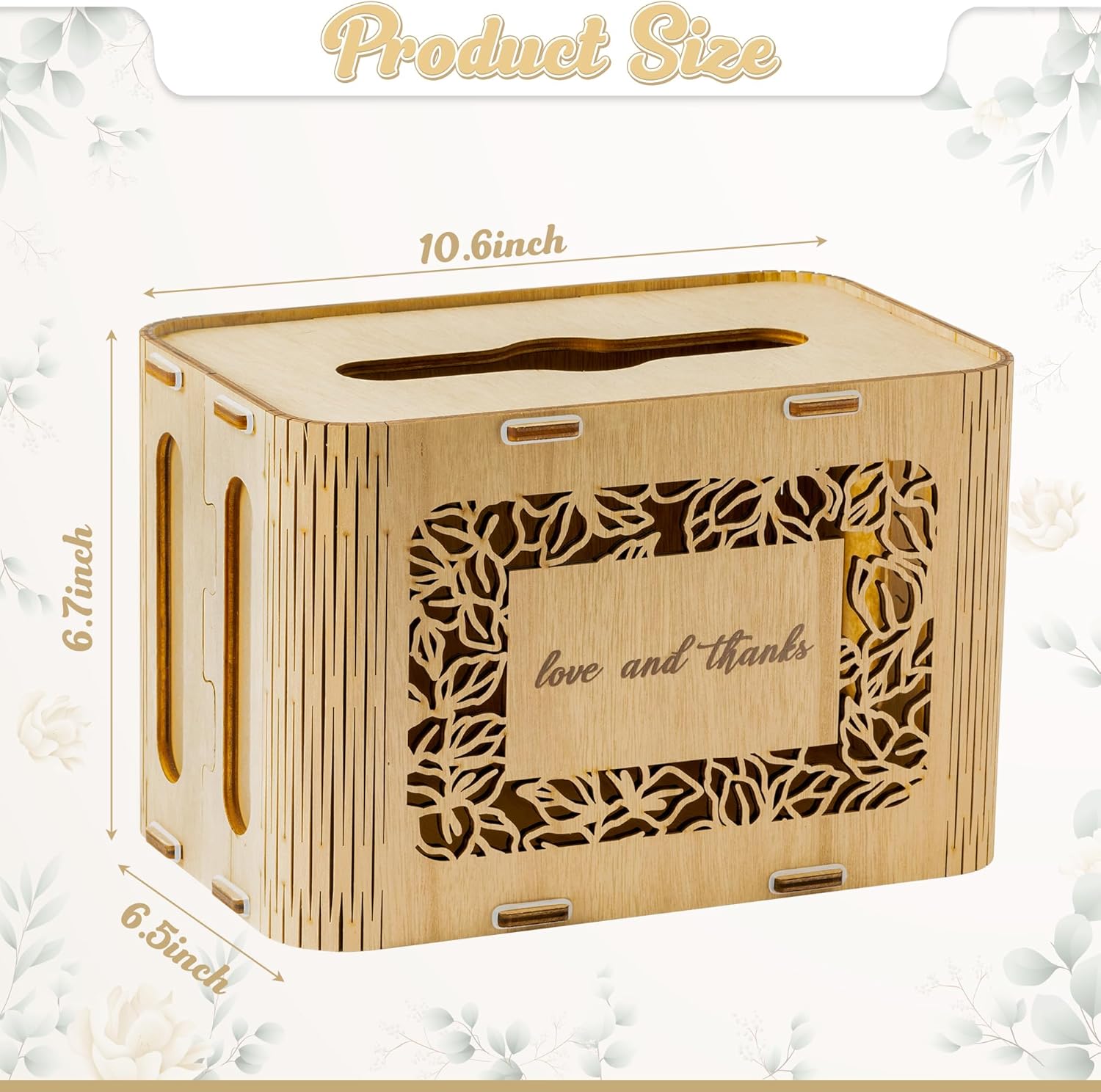 Caja de tarjetas de madera para boda, caja de tarjetas de regalo de amor y agradecimiento, de madera acrílica, rústica, para boda, cumpleaños,