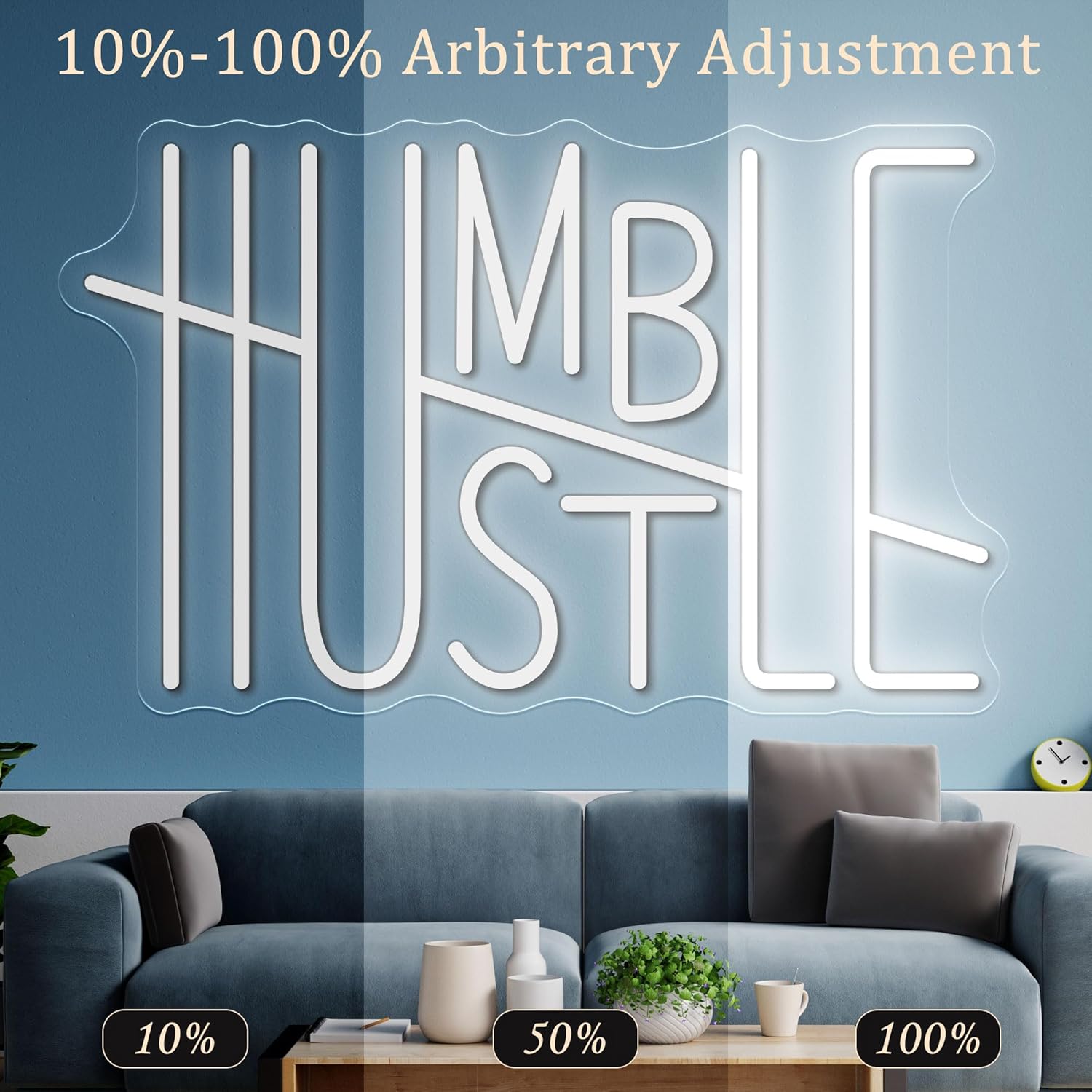 HUSTLE – Letrero de neón con palabras para decoración de pared, letrero de luz LED de neón alimentado por USB, decoración de habitación para niños,
