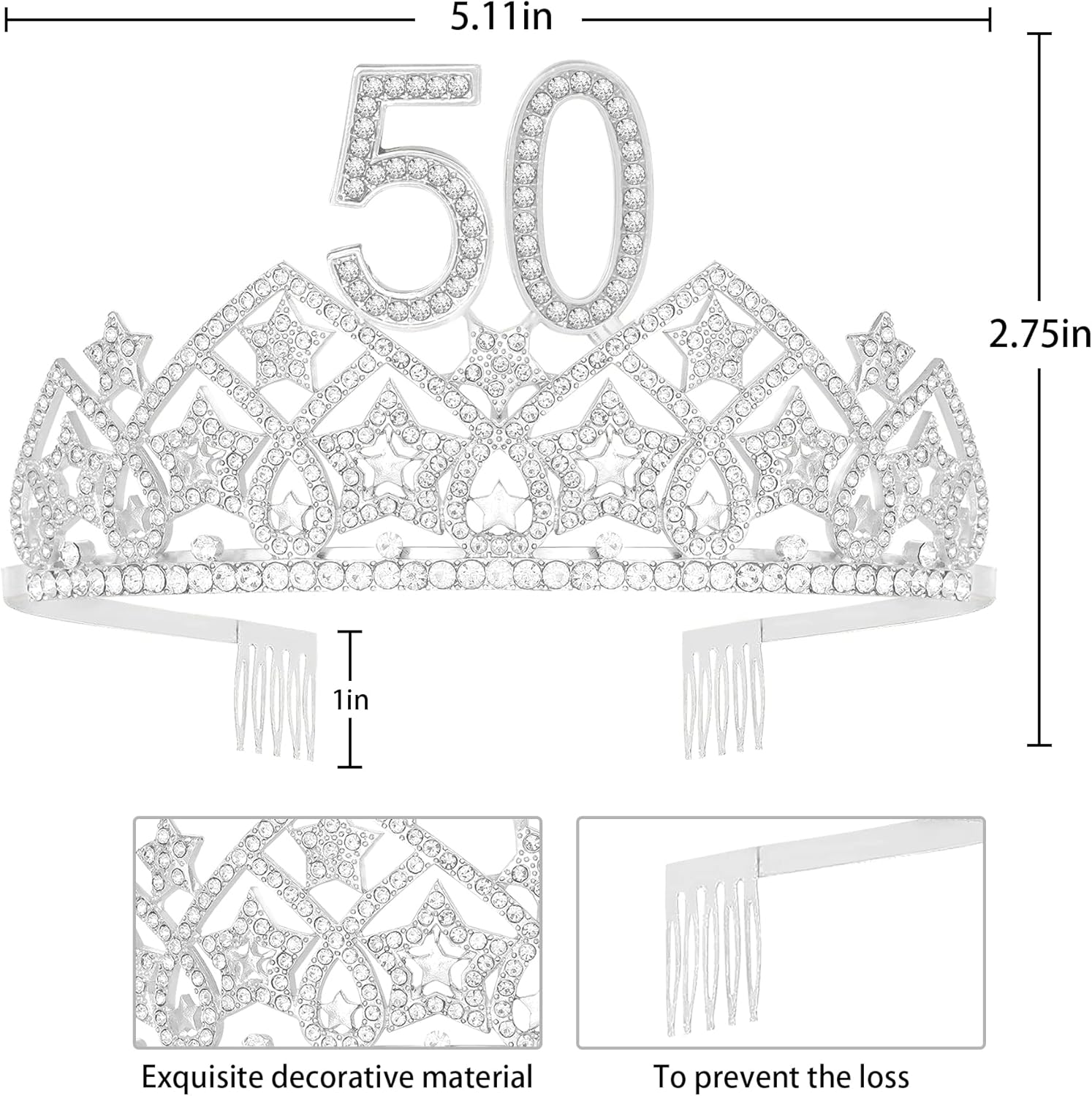 Reina de 50 cumpleaños, tiara de 50 cumpleaños, corona y banda de 50 cumpleaños, regalo de cumpleaños 50 para ella, regalo de cumpleaños para mujer