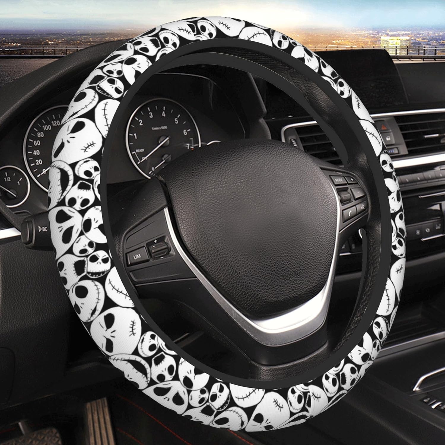 All Jack – Funda universal para volante de automóvil, fundas elásticas universales de 15 pulgadas, accesorios novedosos para hombres, mujeres,