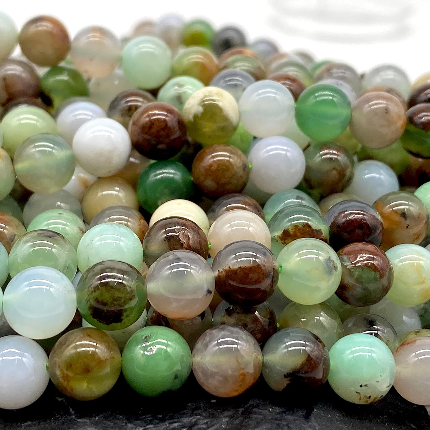 ABCGEMS – Cuentas de crisoprasa tricolor australiana (grado AAA, hermosas inclusiones), piedra curativa energética de chakras de cristal natural,
