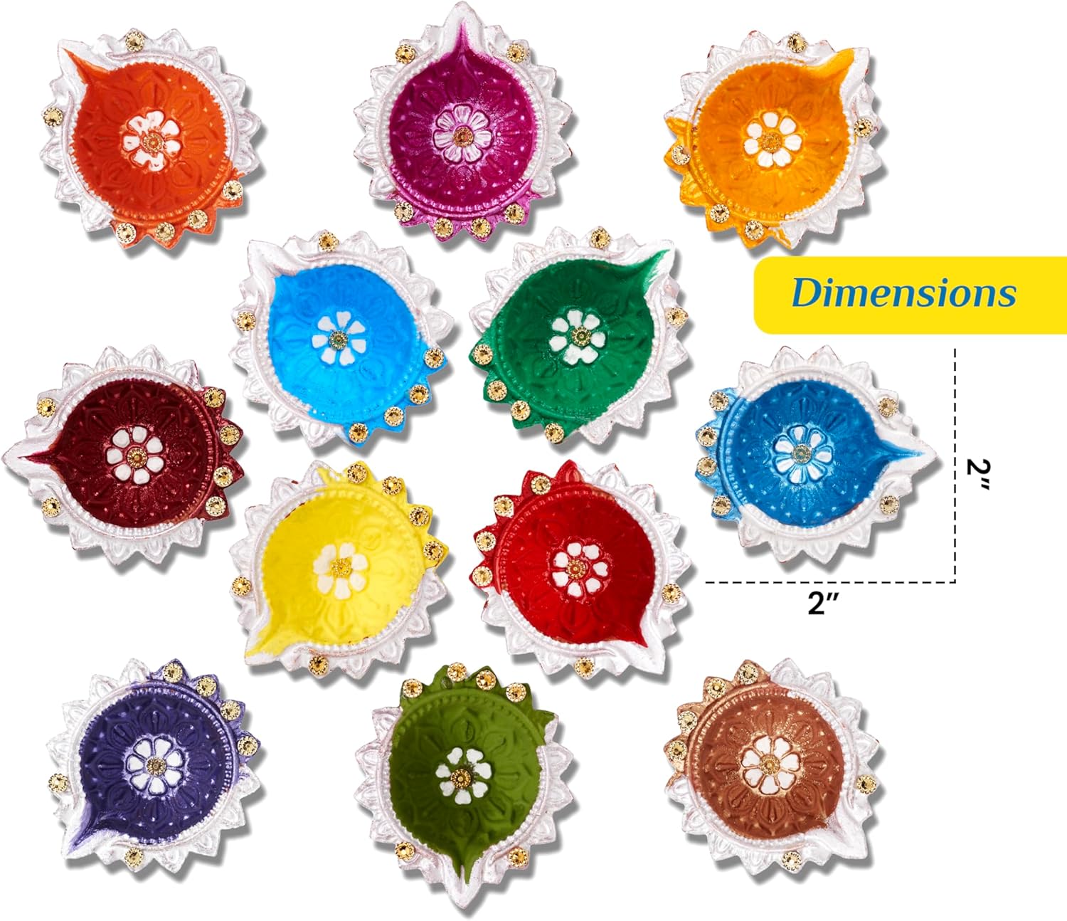 IndoTribe 12 piezas Diwali Diyas para decoración Diwali Decoraciones para el hogar Diwali luces Diwali Decoración Diwali Diya Diwali Vela Diwali