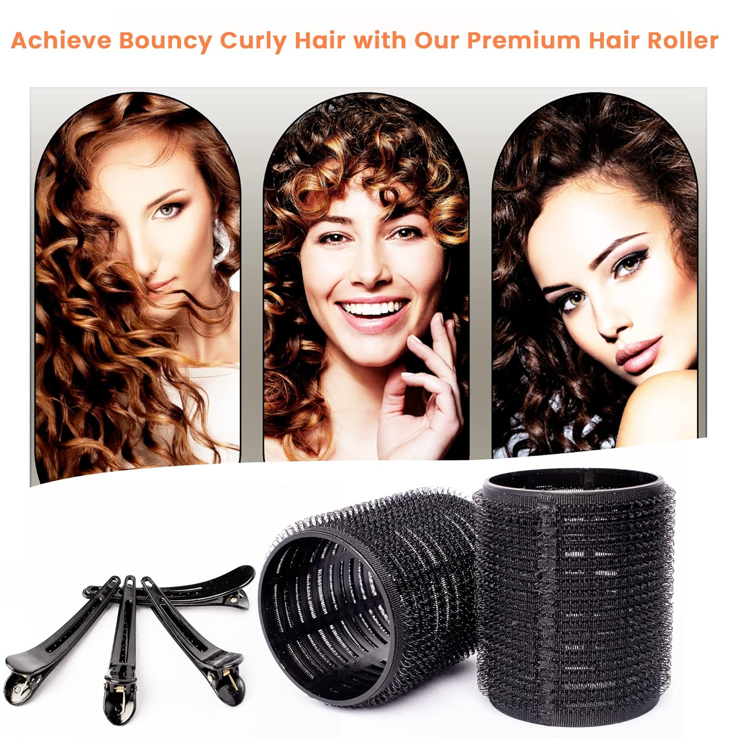 10 rodillos de pelo sin calor con 10 clips, rizadores de velcro autosujetables para cabellos largos y cortos, rizador de pelo pegajoso de agarre,
