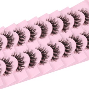 wiwoseo Pestañas rusas, pestañas naturales de visón sintético, pestañas rizadas y onduladas, banda transparente, volumen ruso, 0.51 pulgadas, wiwoseo Pestañas rusas, pestañas naturales de visón sintético, pestañas rizadas y onduladas, banda transparente, volumen ruso, 0.51 pulgadas,