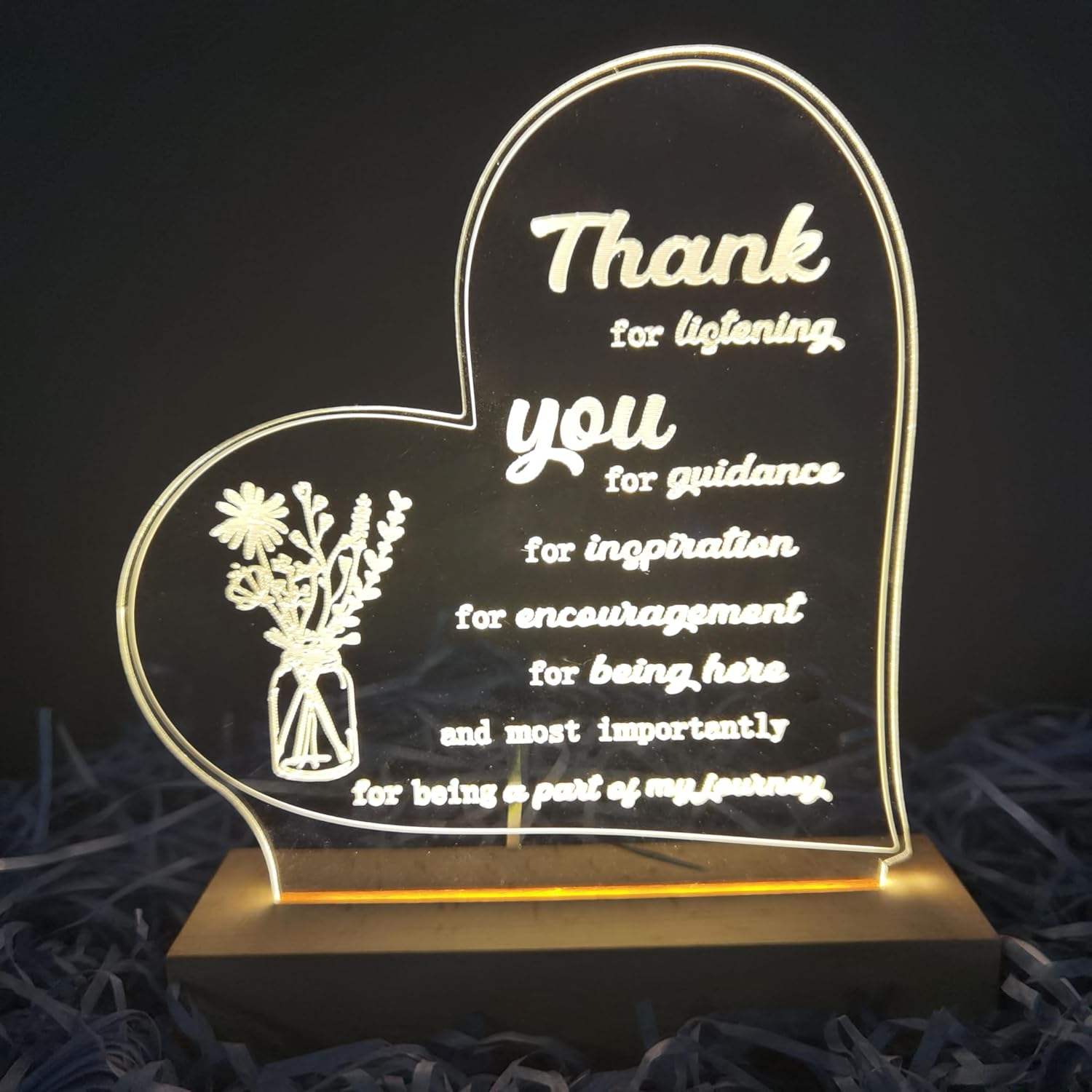 Regalos de agradecimiento para mujeres y hombres, acrílico regulable, luz nocturna LED, compañero de trabajo, jubilación, regalo inspirador para