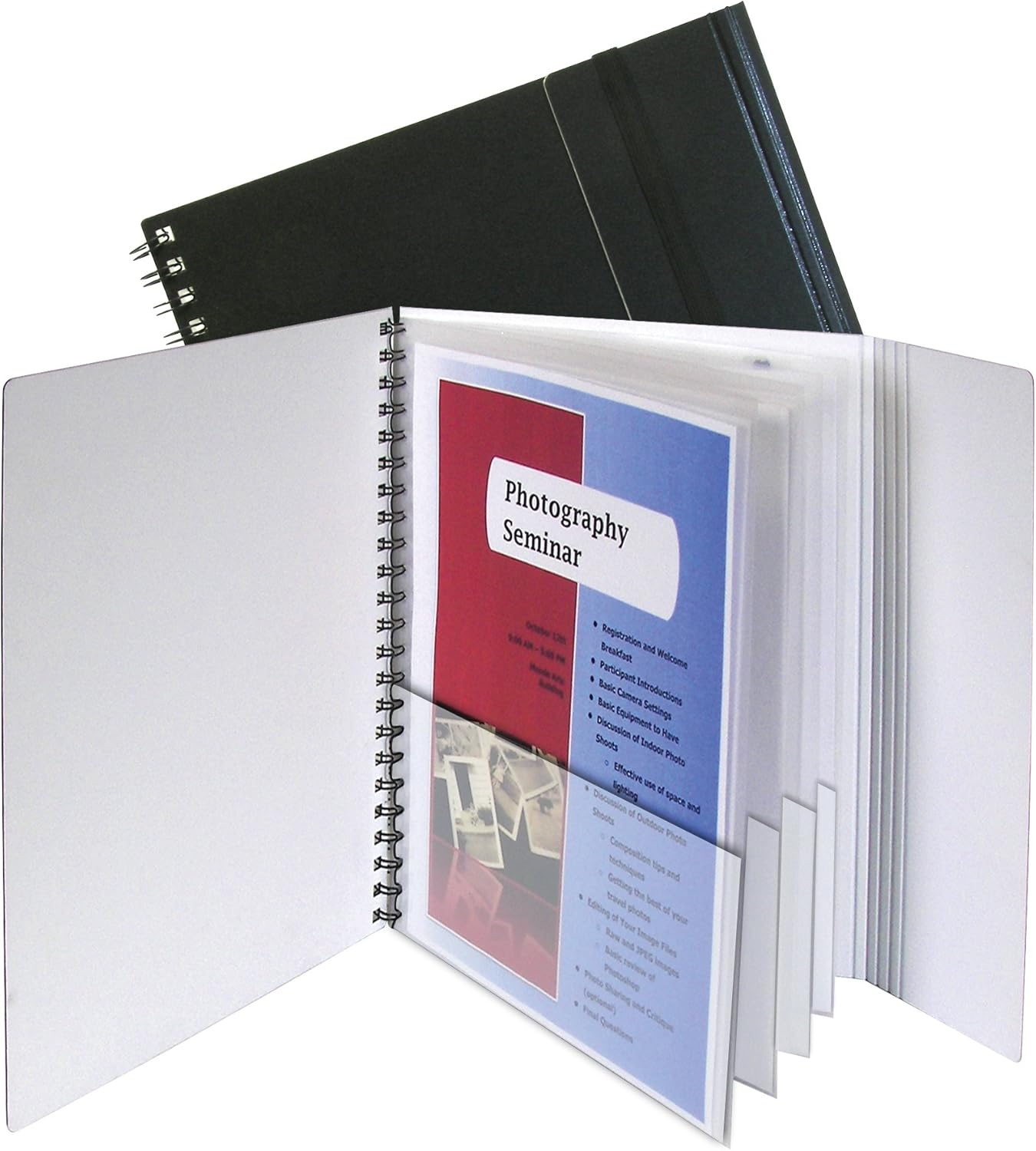 Portafolio C-Line, de polipropileno con espiral, tamaño carta, 1 unidad, Negro