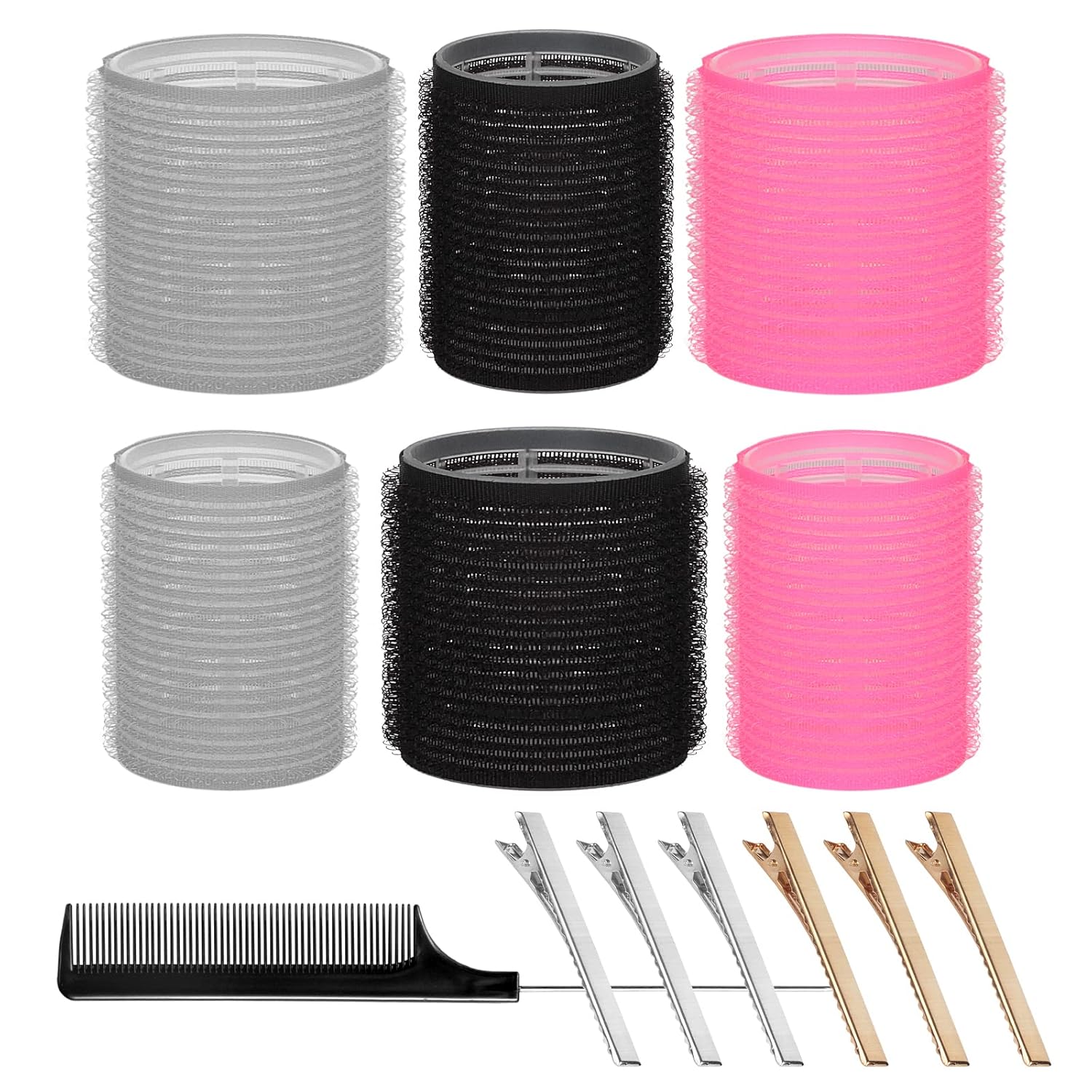 Rizador de pelo sin calor juego de rodillos de pelo de 13 piezas con clips para cabello largo, rizos sin calor para mujeres para cabello medio,