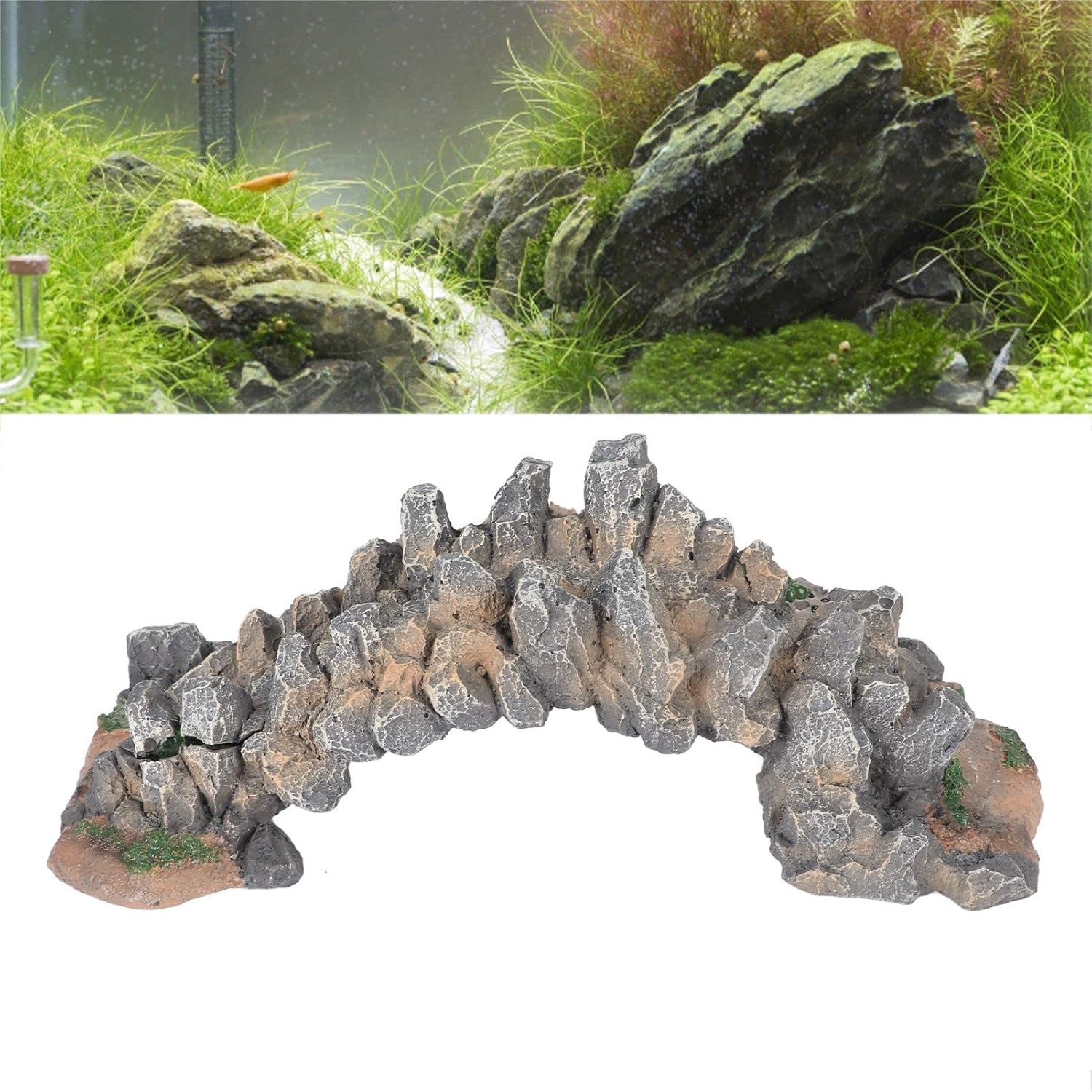 Puente de arco de resina para acuarios hermosa decoración para peceras y seguro para peces