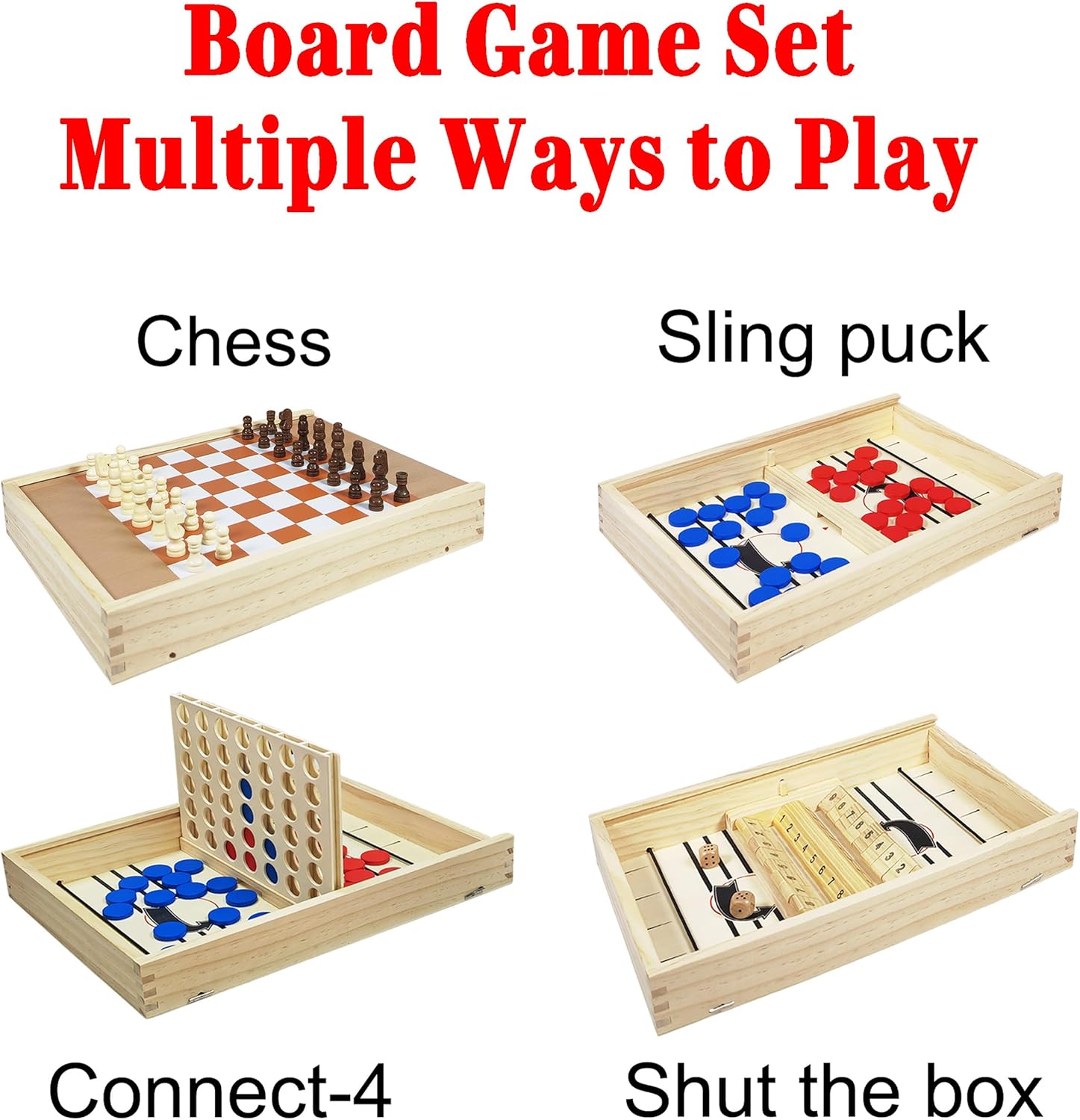 Fast Sling Puck Juego 5 en 1, juego de mesa plegable de madera para adultos y familia