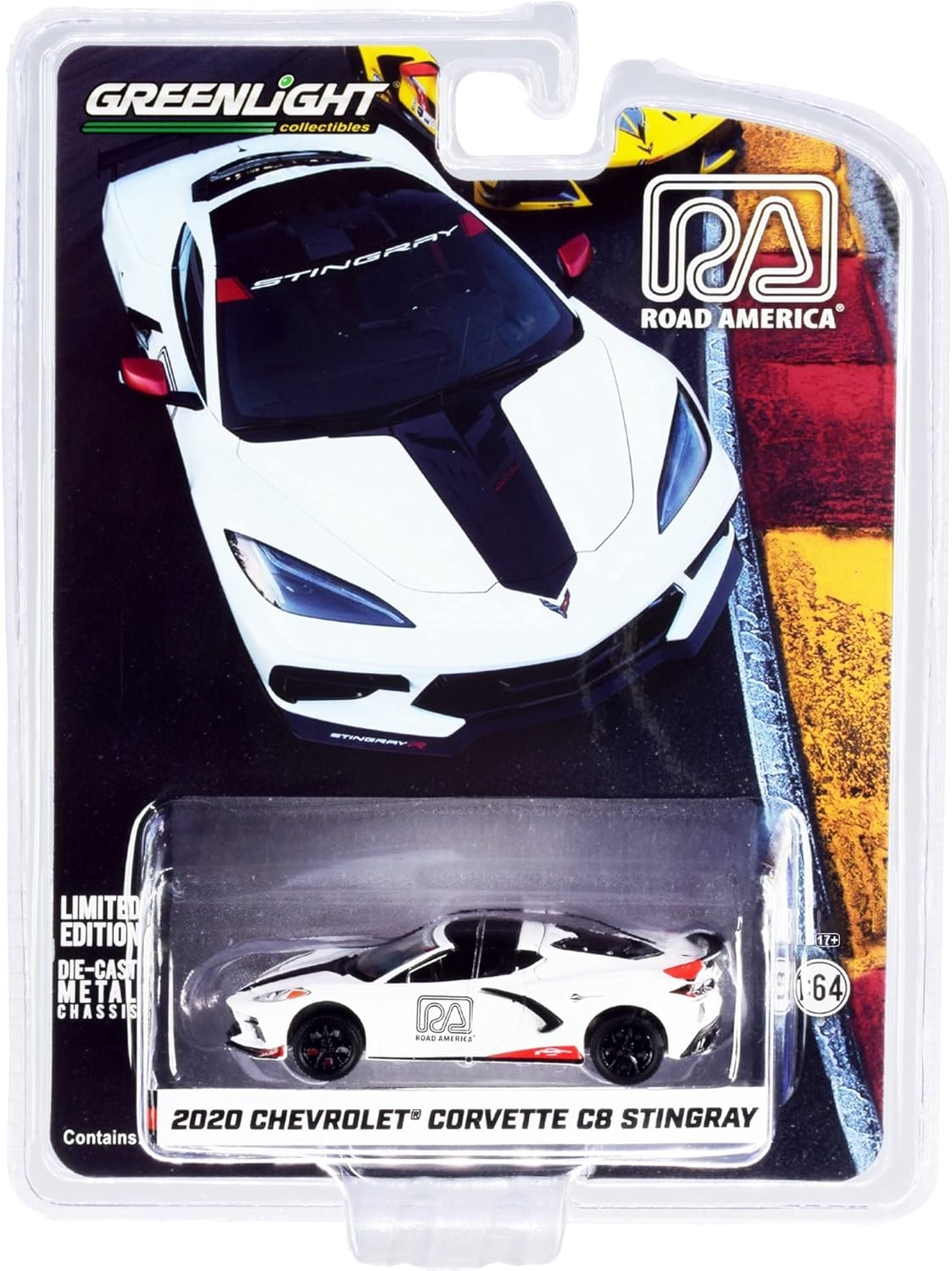 Greenlight 30254 2020 Chevy Corvette C8 Stingray Coupe – Road America – Coche oficial de ritmo a escala 164