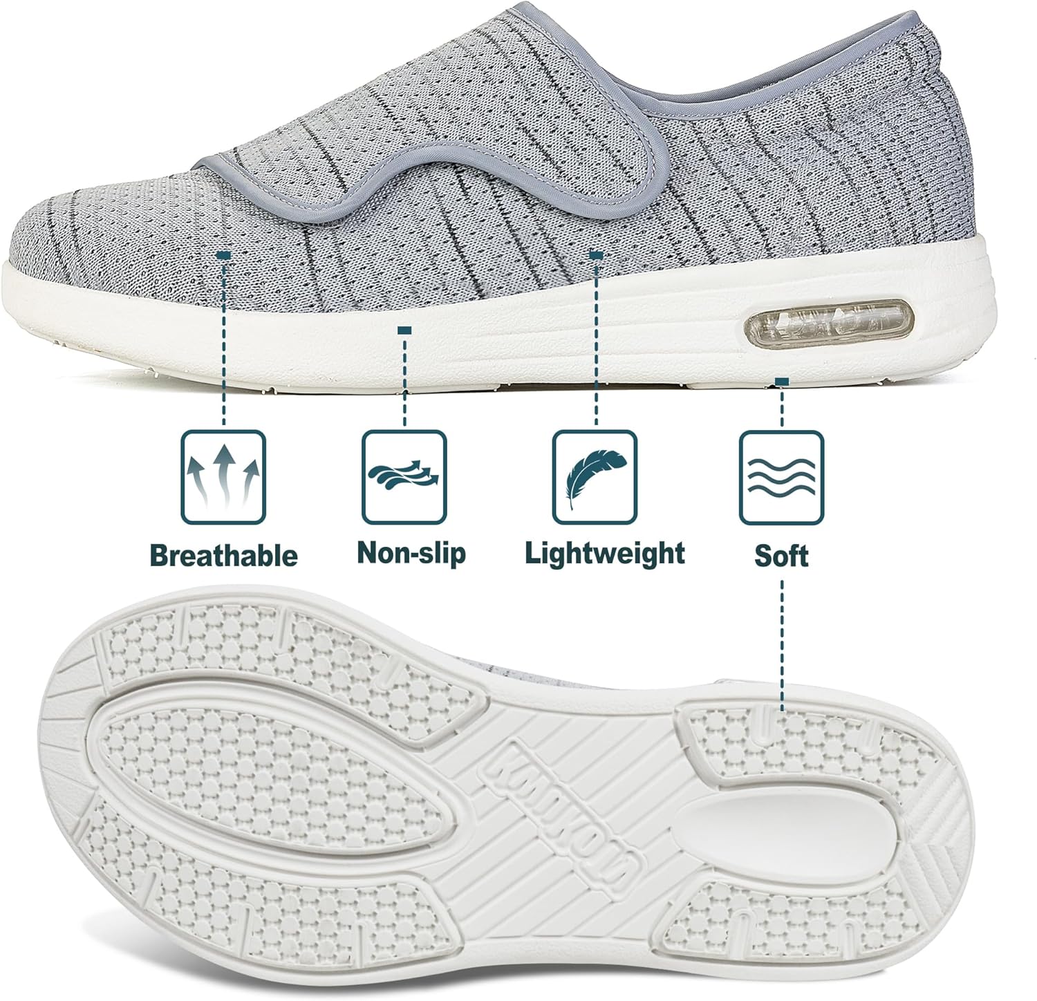 Women’s Wide Diabetic Shoes with Air Cushion  Relax Series, Comfort for Swollen Feet, Bunions, Edema  Size 6-11.5
