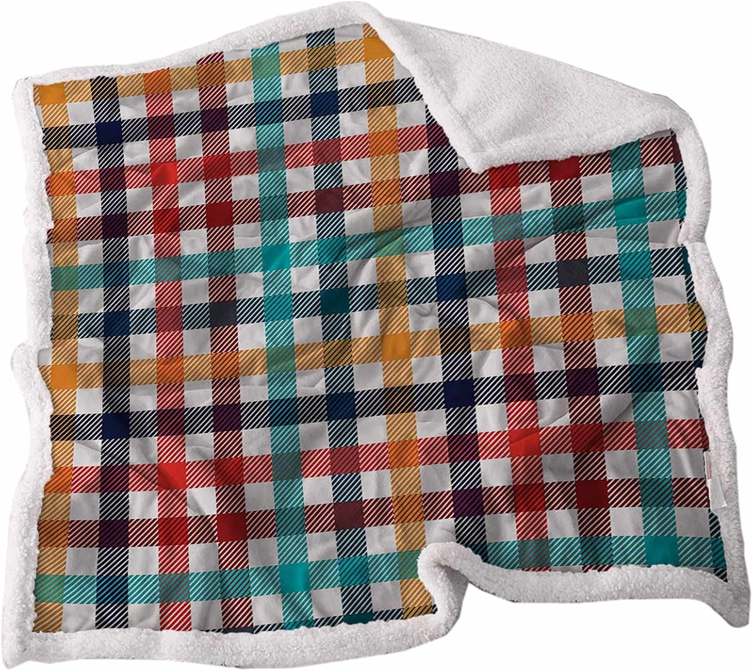 Manta Sherpa a cuadros, tamaño bebé, multicolor, reversible, suave y acogedora, perfecta para cama o sofá, 30 x 40 pulgadas