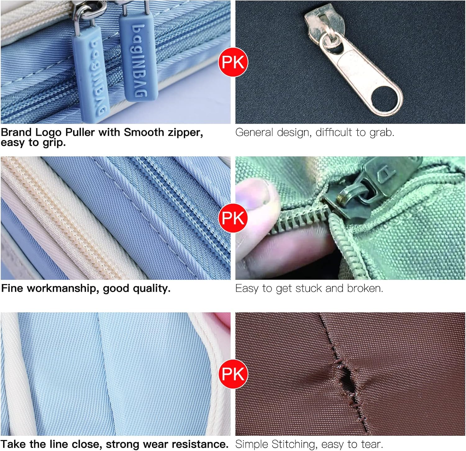 Estuche organizador pequeño con cremallera, estuche estético para lápices de luz, bolsa de lápices azul para hombres y mujeres