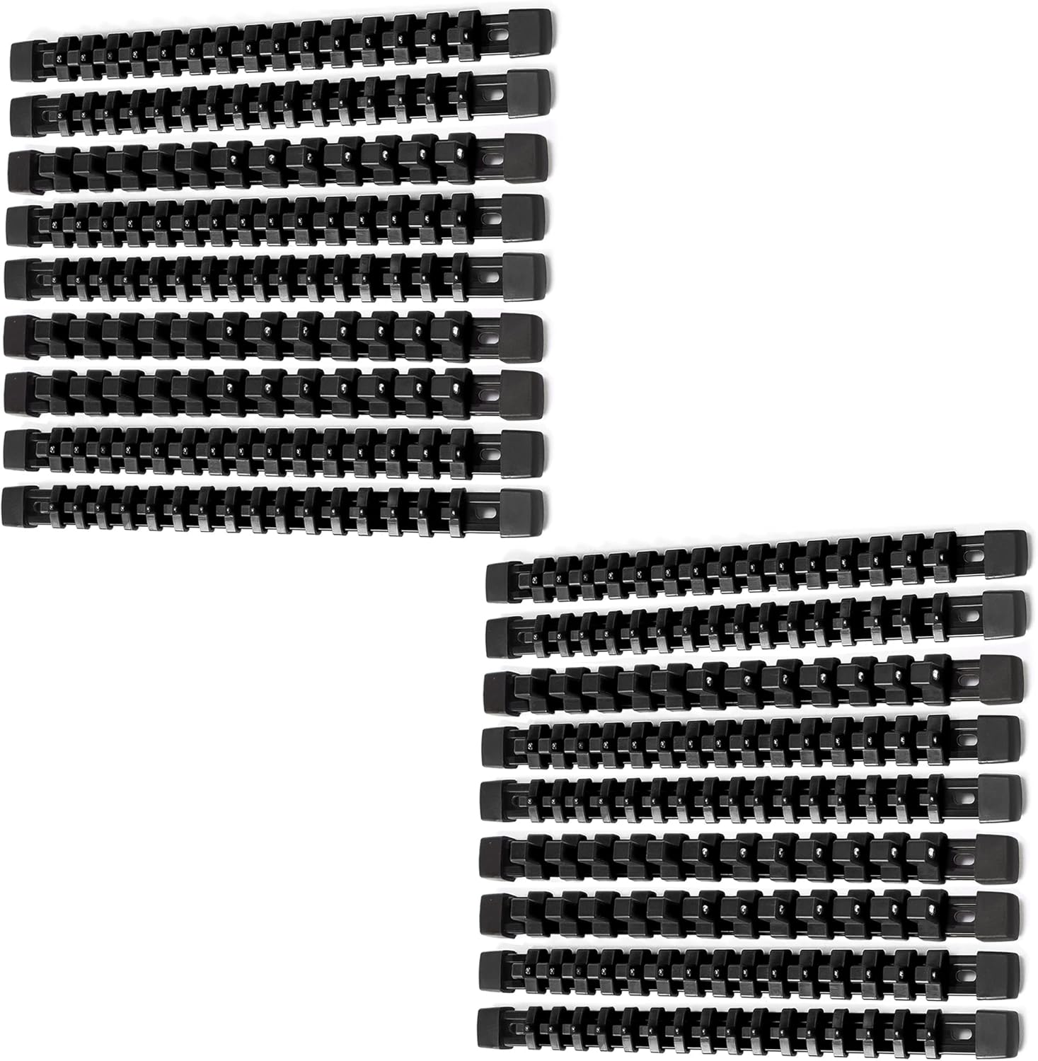 ALOANES Organizador de llaves de vaso ABS de 18 piezas, 12 pulgada, 38 pulgadas y 14 pulgadas, soportes de riel de enchufe de alta resistencia,