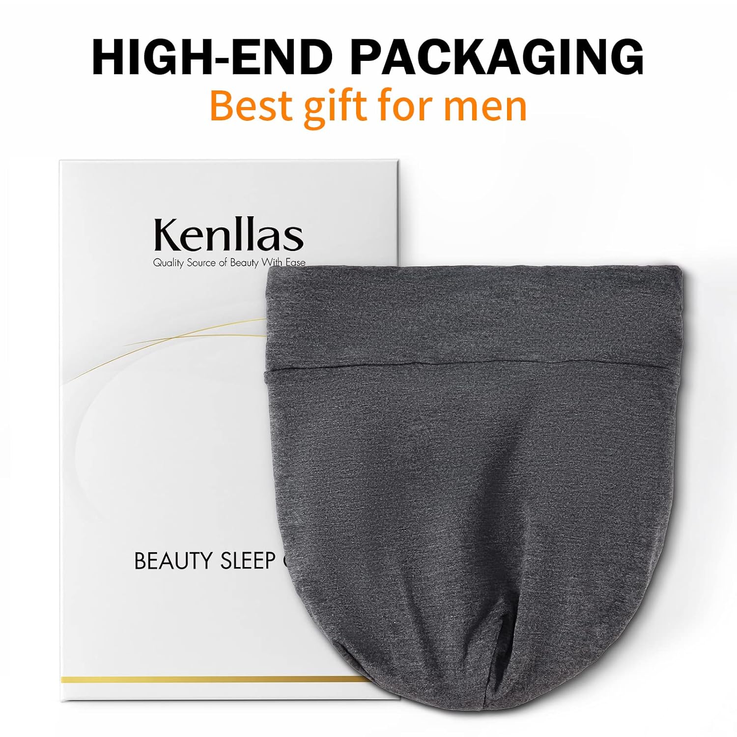Kenllas Large Sleeping Bonnet for Men – Winter Adjustable Double Layer Silk Satin & Bamboo Cotton Cap for Dreadlock Braid Hair Care Dark Gray