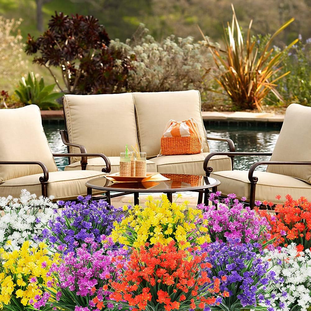 Plantas y flores artificiales para exteriores, resistentes a los rayos UV