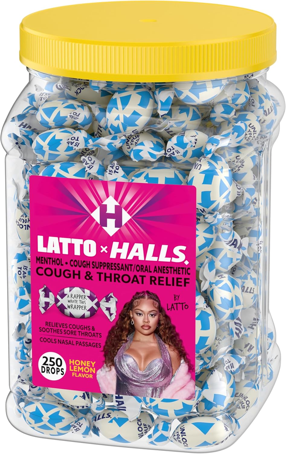 Halls Relief Honey Lemon – Gotas para la tos de limón, edición limitada de latto, 250 gotas