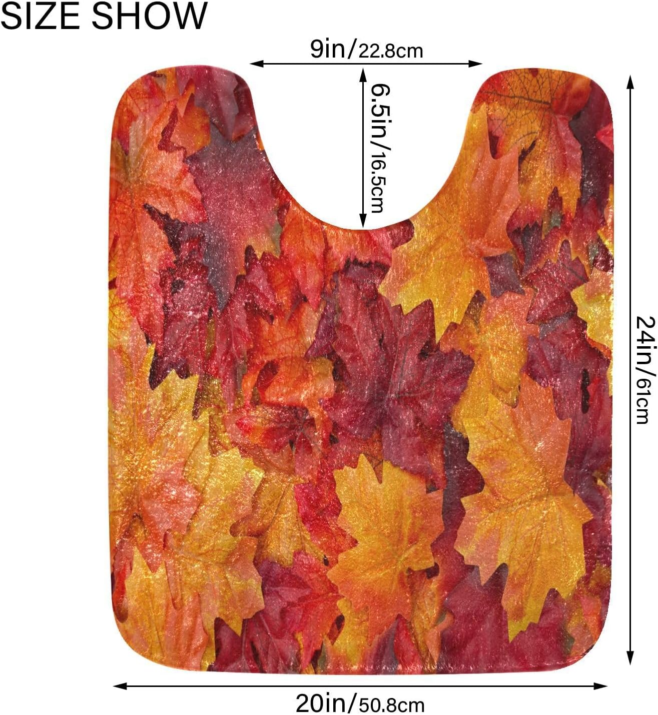 Bathroom Rugs Sets 2 Piece 24×16+24×20 Inch,Soft U-Shaped Contour Toilet Rug Red Maple Leaf Non-Slip Absorbent Bath Floor Mat Carpet Set Water