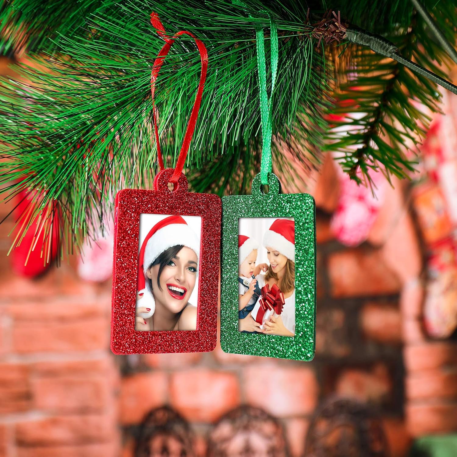 20 Pieces Christmas Photo Frames Ornament Mini Felt Hanging Picture Frame Small Picture Frame Christmas Tree Hanging Ornament for Family Xmas