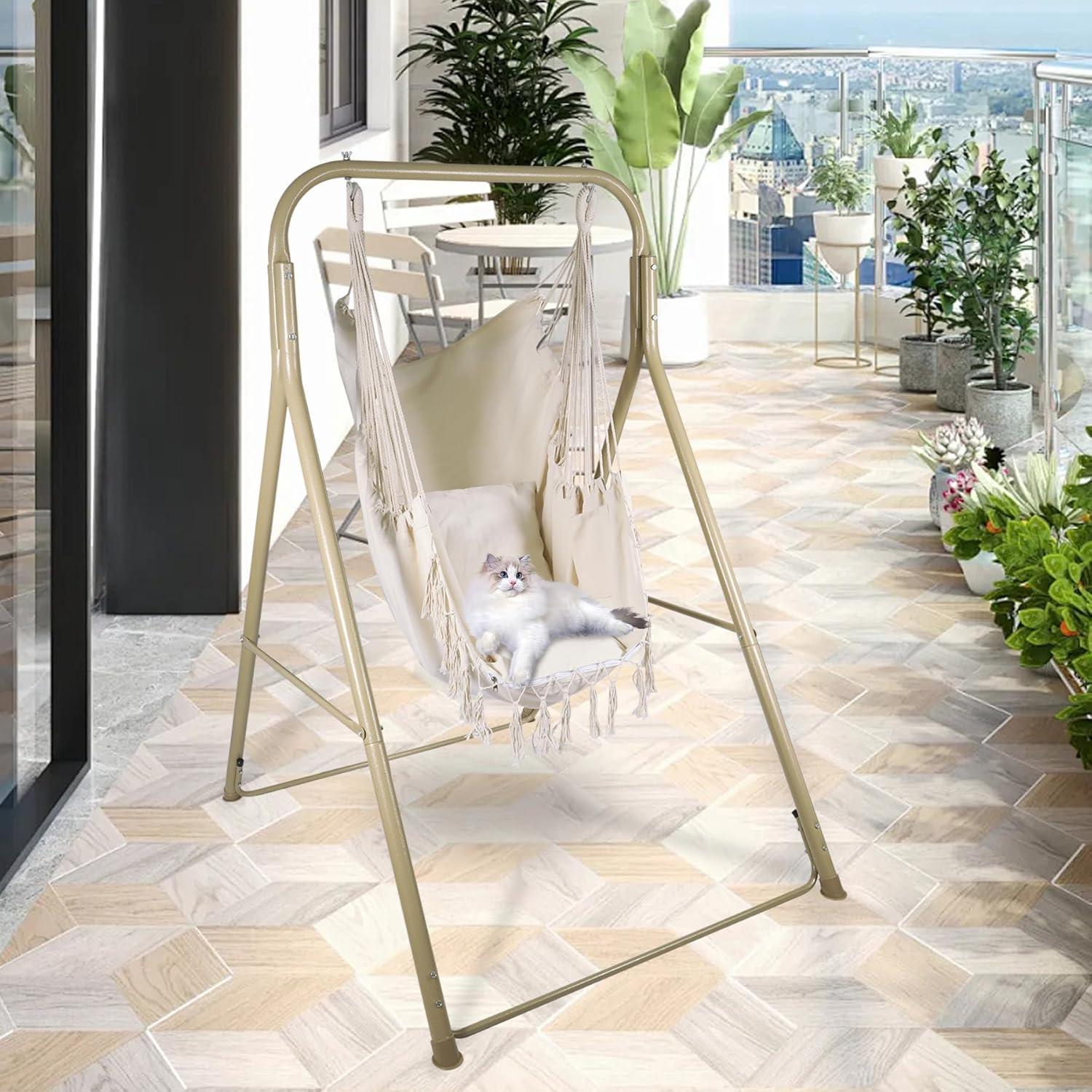 RedSwing Silla hamaca con soporte, silla colgante portátil para adultos, marco de hamaca de acero resistente con columpio colgante para interiores y