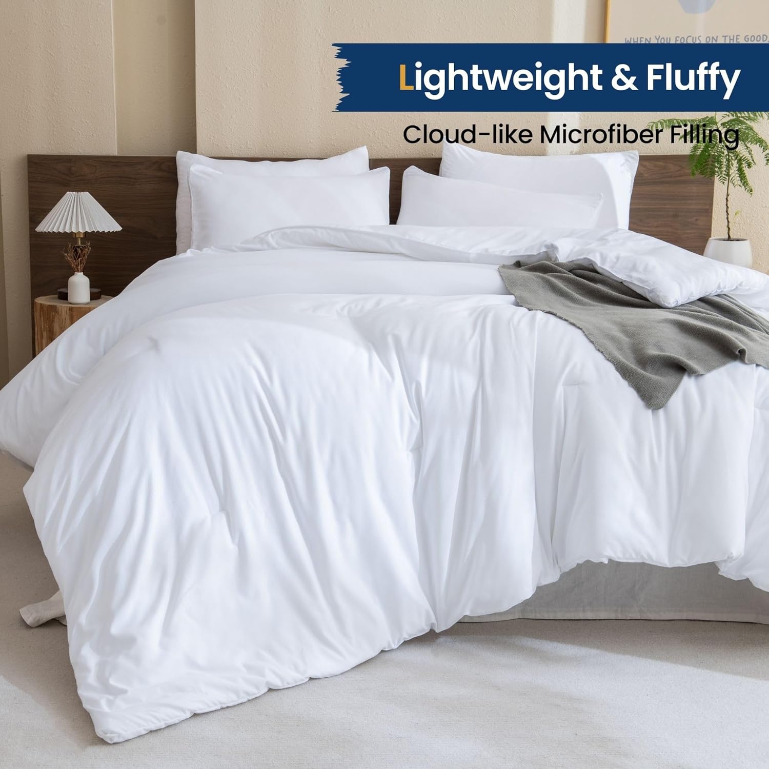 Juego de edredón blanco tamaño individualindividual XL, juego de edredón extra largo de 2 piezas para dormitorio, juego de ropa de cama liso ligero