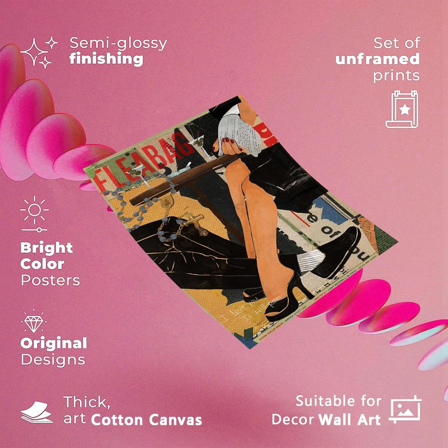 Dcvjiy Póster colorido retro de moda con texto en inglés I Love You Is Will Pass, lienzo decorativo para pared, diseño de barra y carrito,