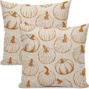Yxuiyal Fundas de almohada de otoño de 16 x 16 pulgadas, juego de 2 fundas de almohada de otoño de calabaza naranja de cosecha, Acción de Gracias, Yxuiyal Fundas de almohada de otoño de 16 x 16 pulgadas, juego de 2 fundas de almohada de otoño de calabaza naranja de cosecha, Acción de Gracias,