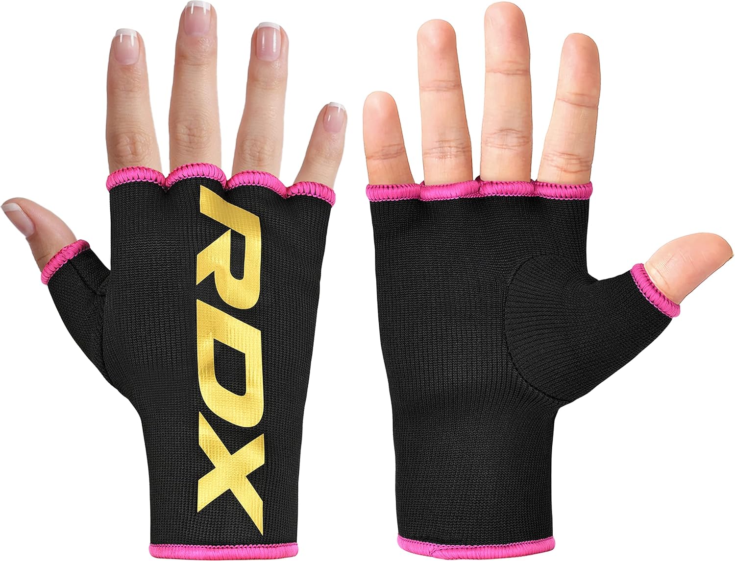RDX Guantes interiores de boxeo para hombres y mujeres, vendajes elásticos de medio dedo, protección de puño debajo de los mitones, Muay Thai,
