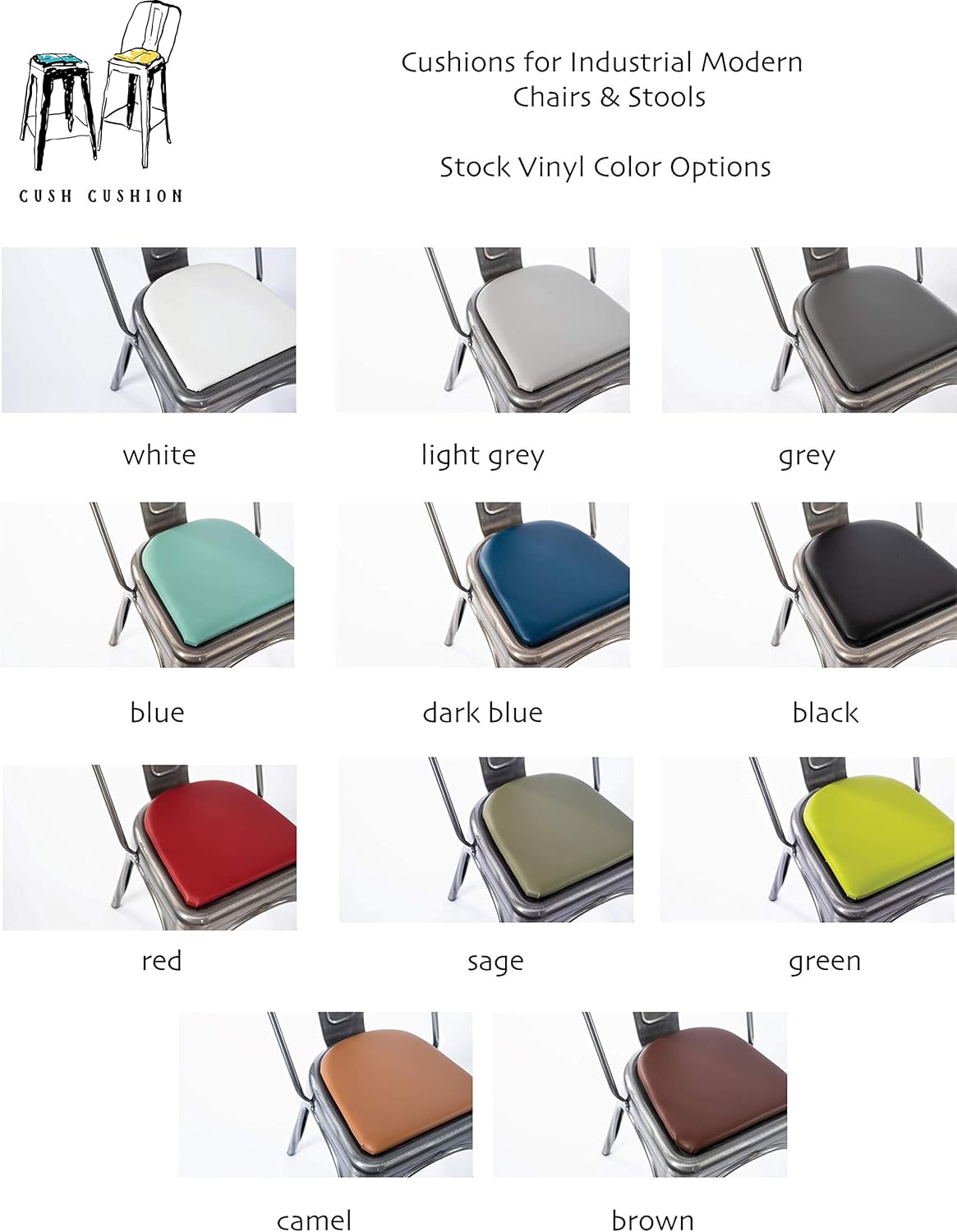 Cojín de silla y taburete con respaldo redondeado para Tolix y otras sillas de metal (negro)