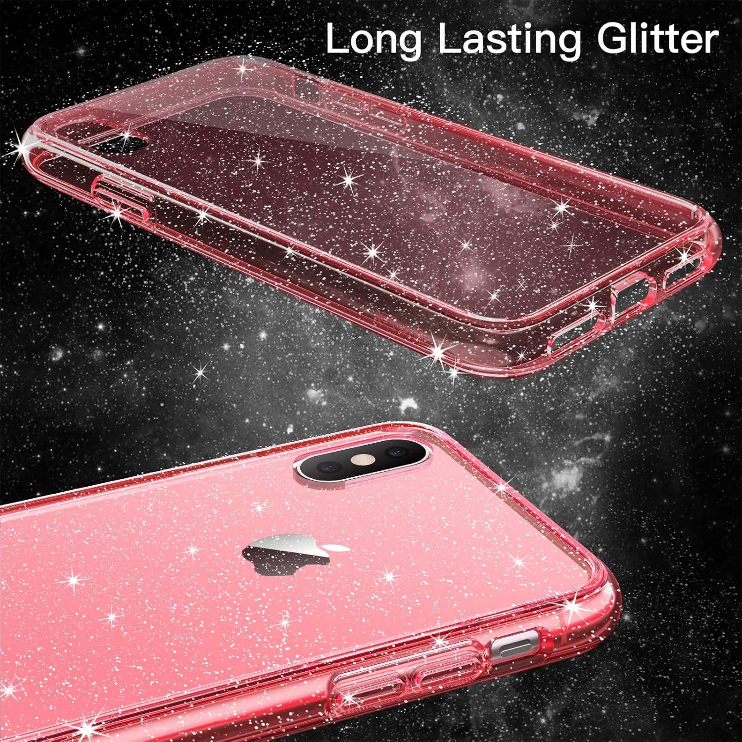 JETech Funda con purpurina para iPhone Xs y iPhone X, 5.8 pulgadas, a prueba de golpes, bonita funda brillante para mujeres y niñas (rojo)